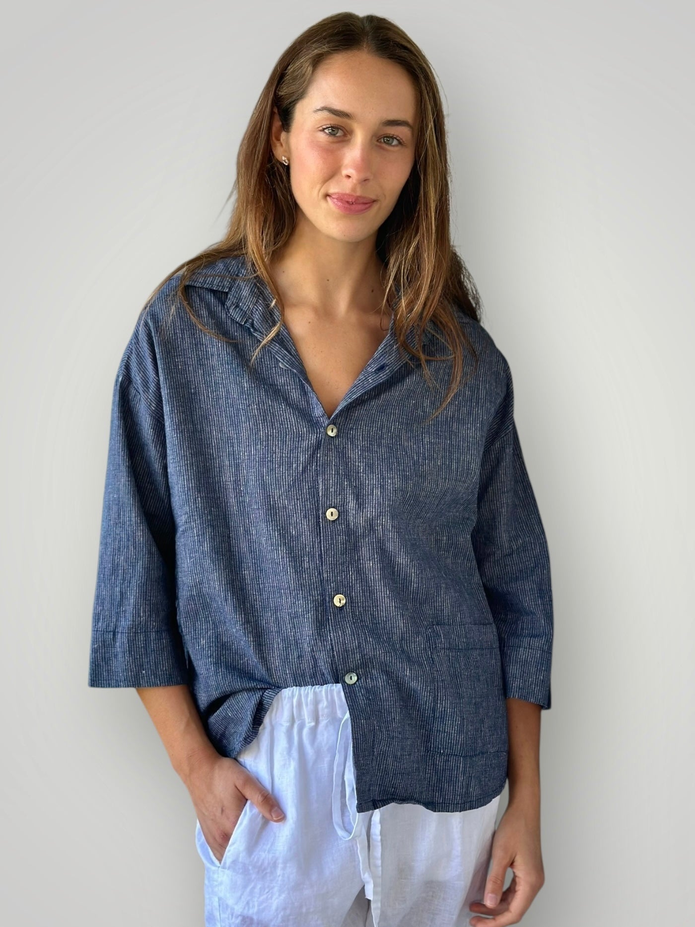 deanna shirt - fine navy stripe Apparel