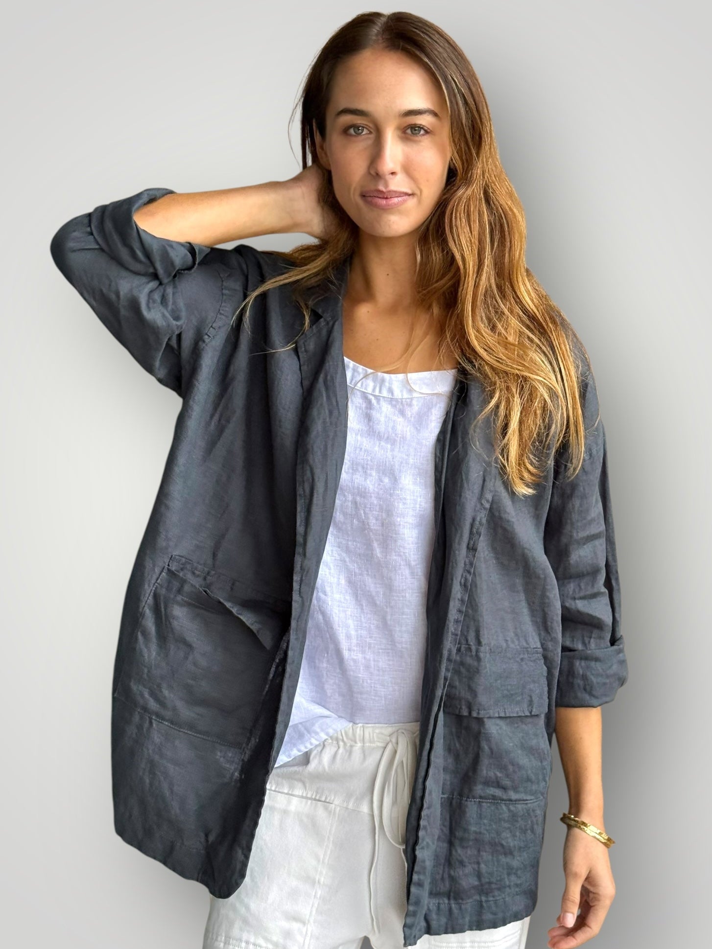 eden blazer - charcoal linen Shirts