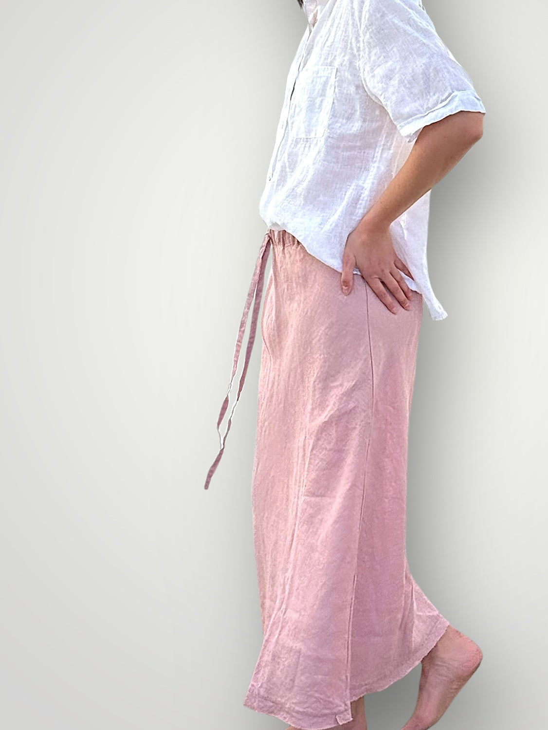 anthea skirt - dusty rose linen Apparel