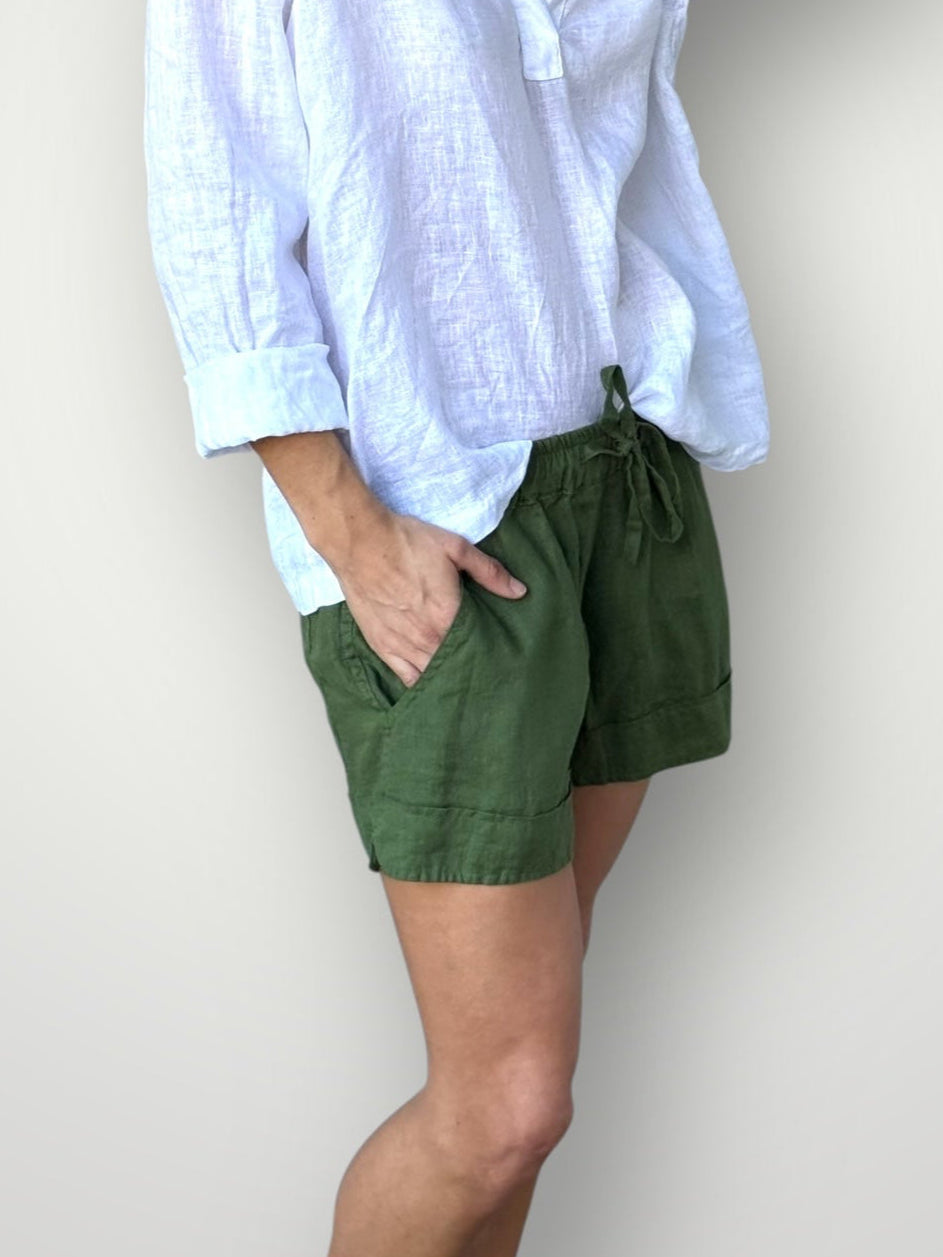 piper short - moss linen