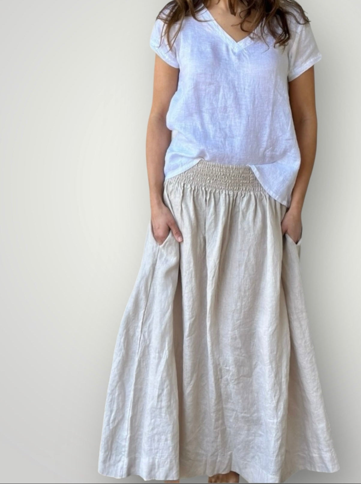 lulu skirt-natural linen Apparel