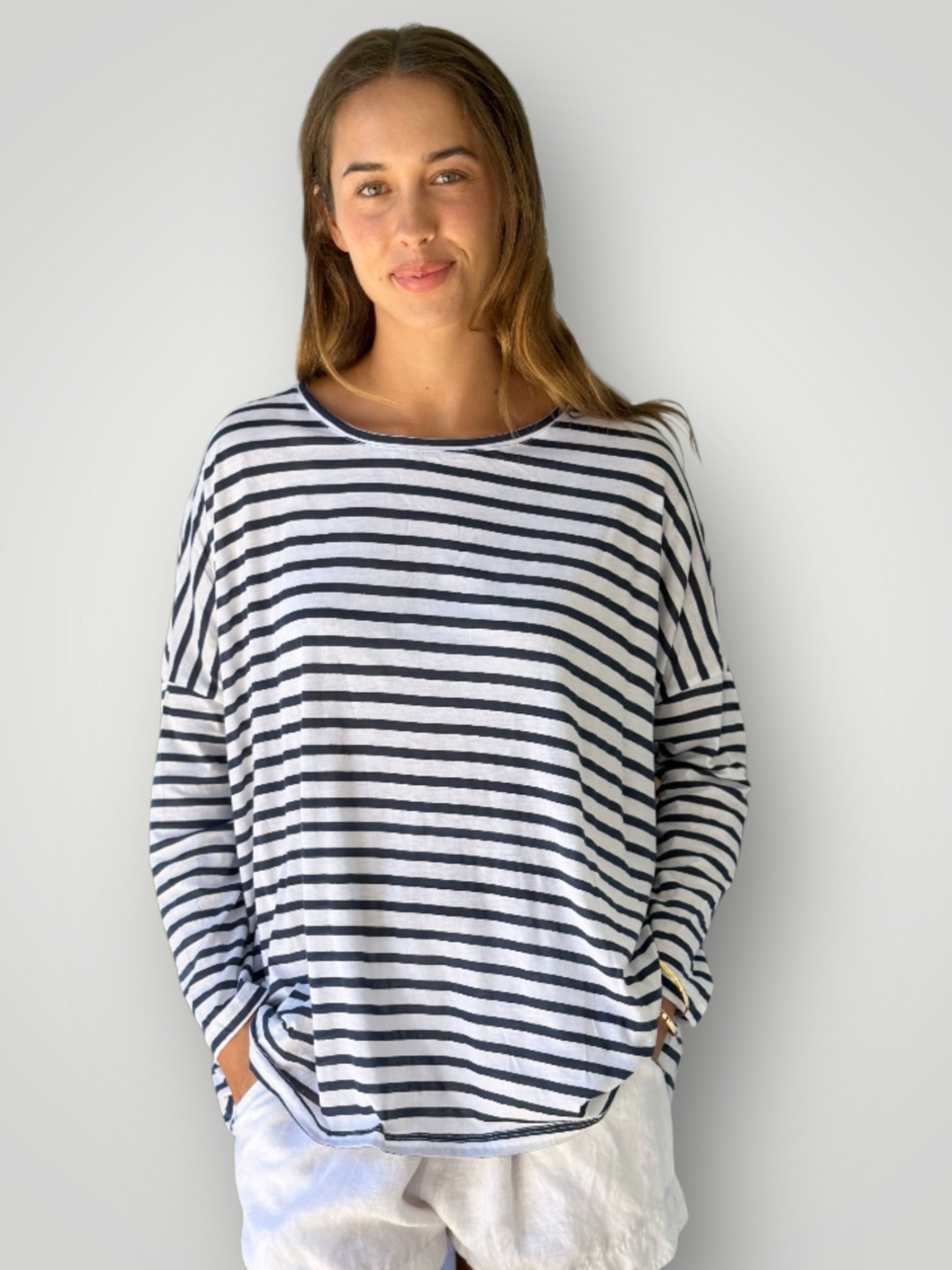 estella top-navy stripe cotton Apparel