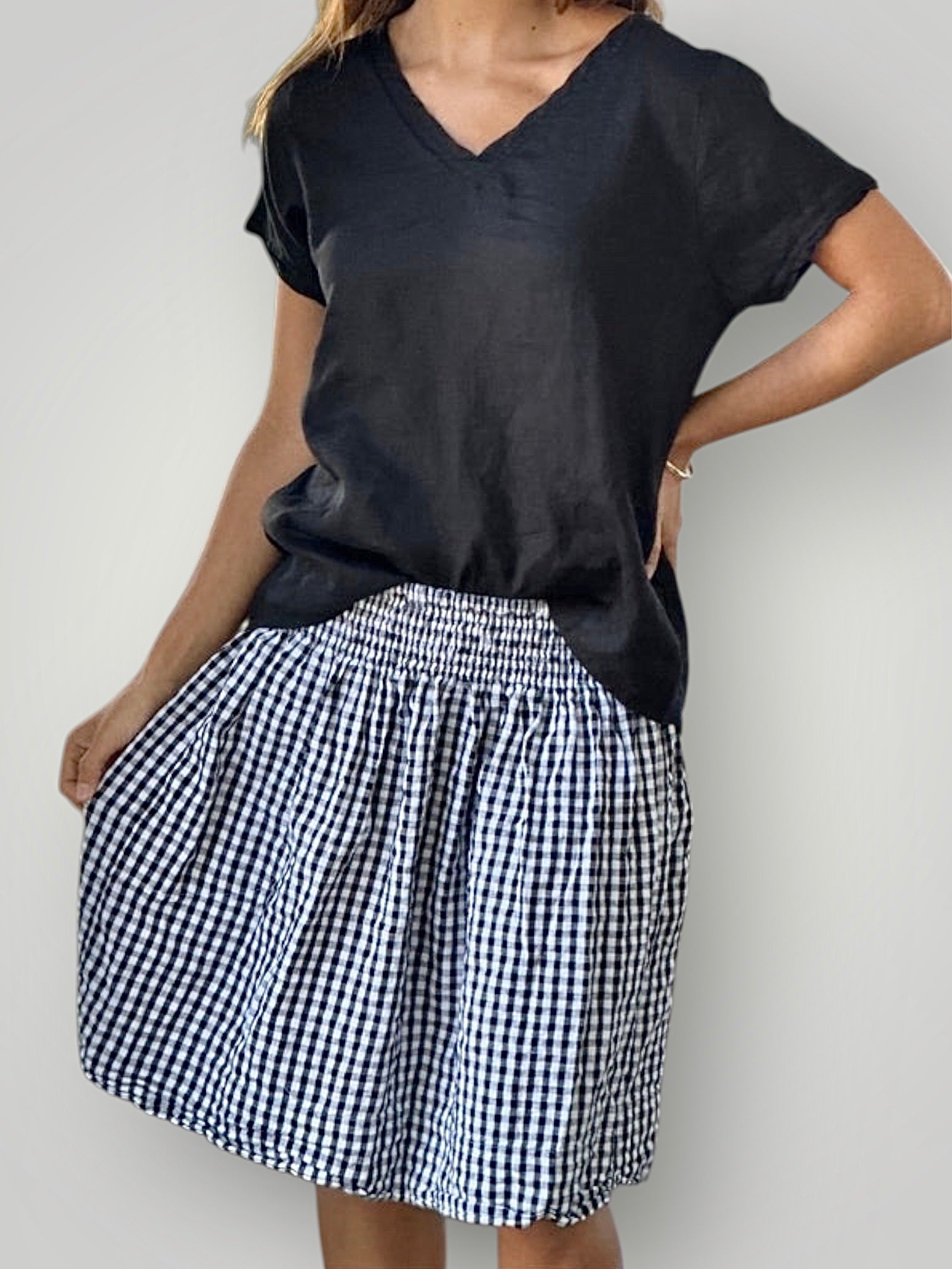 zoe skirt - black gingham cotton Apparel