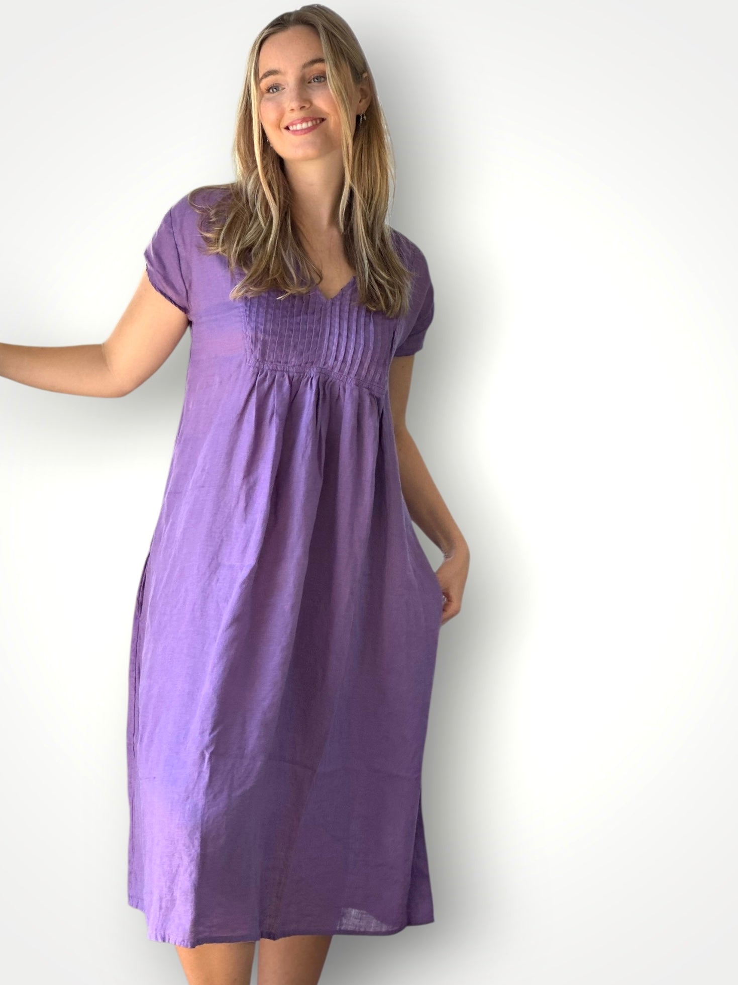 nellie dress-orchid linen