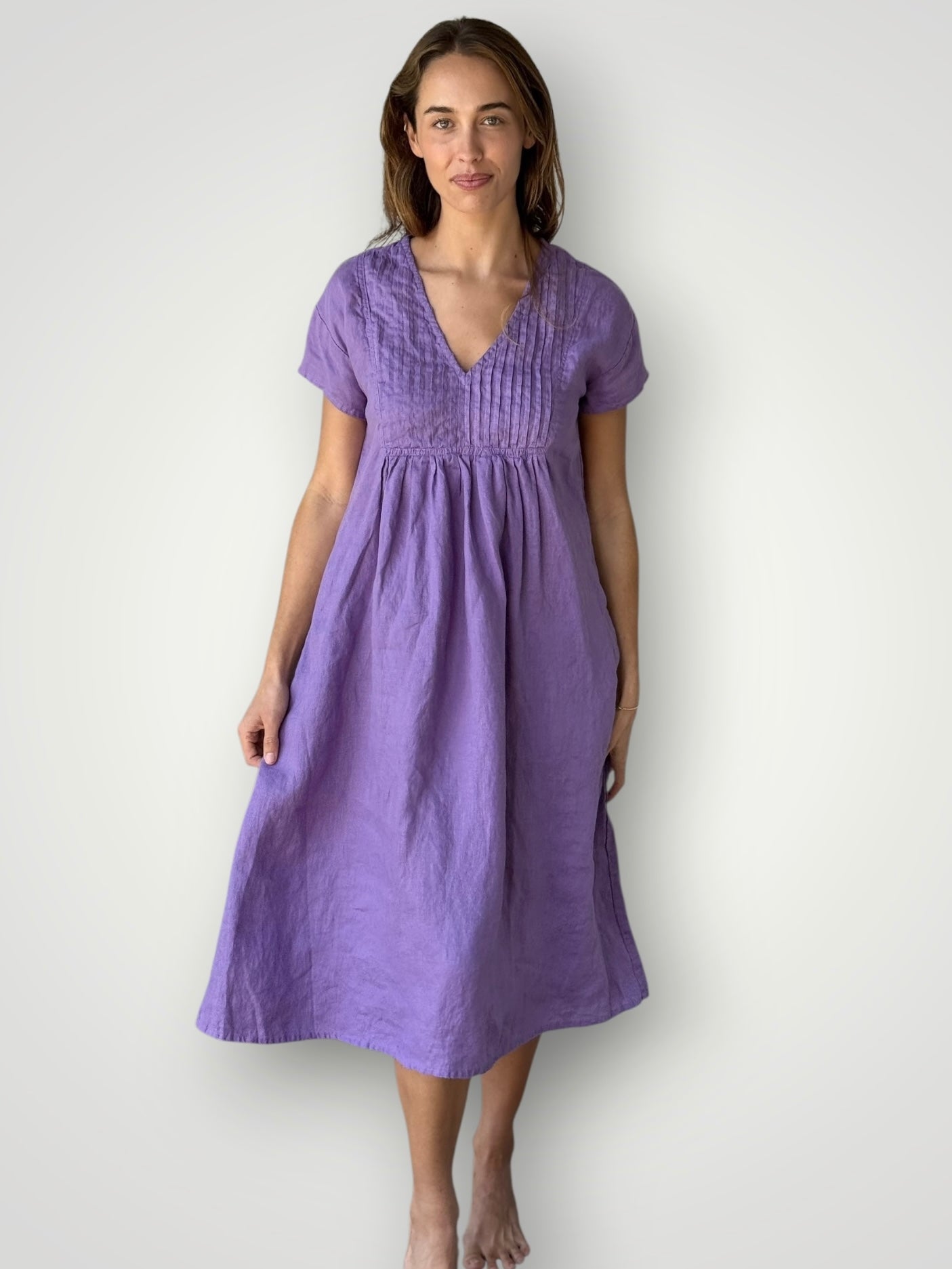 nellie dress-orchid linen