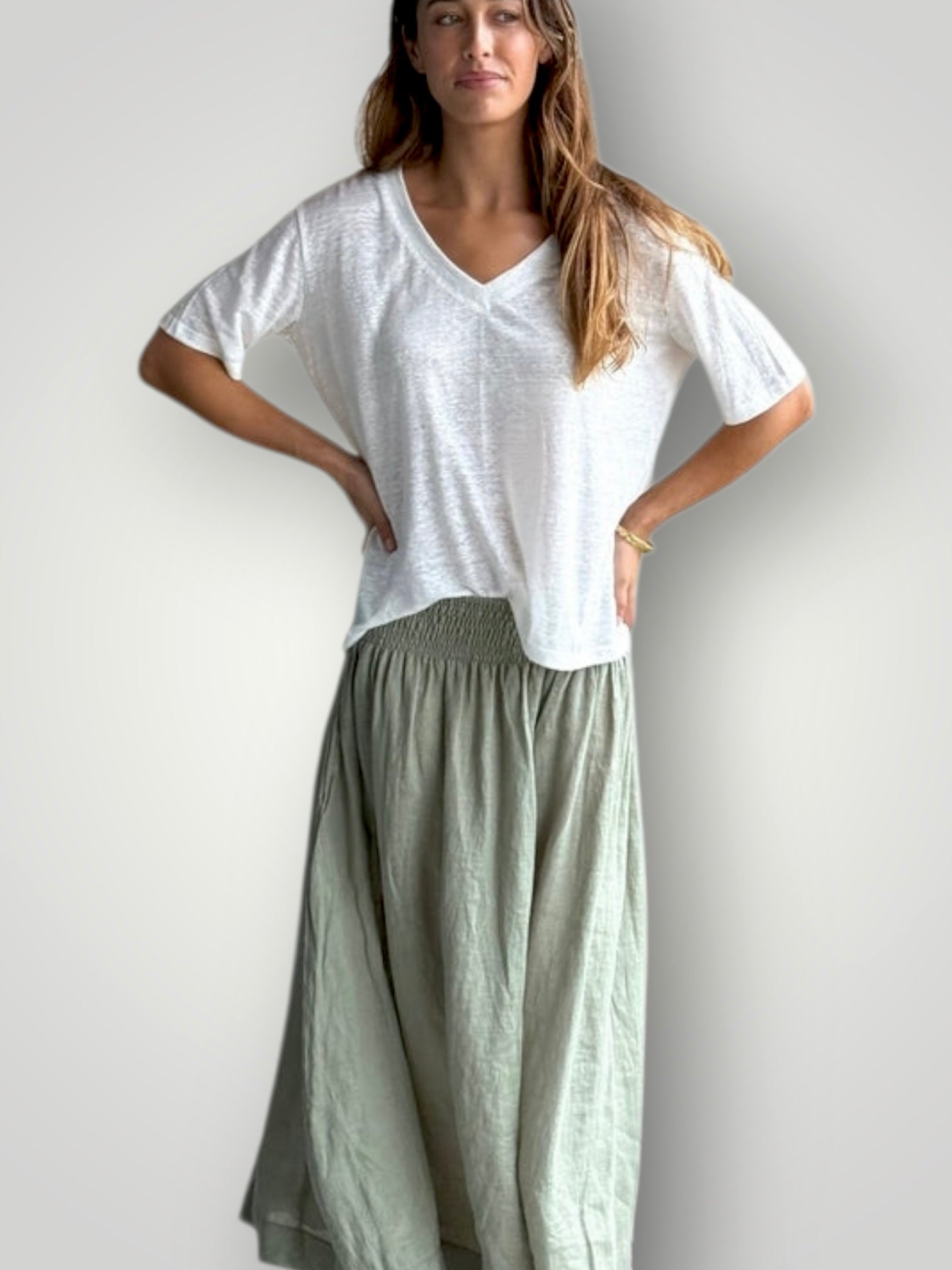 lulu skirt - sage linen Apparel
