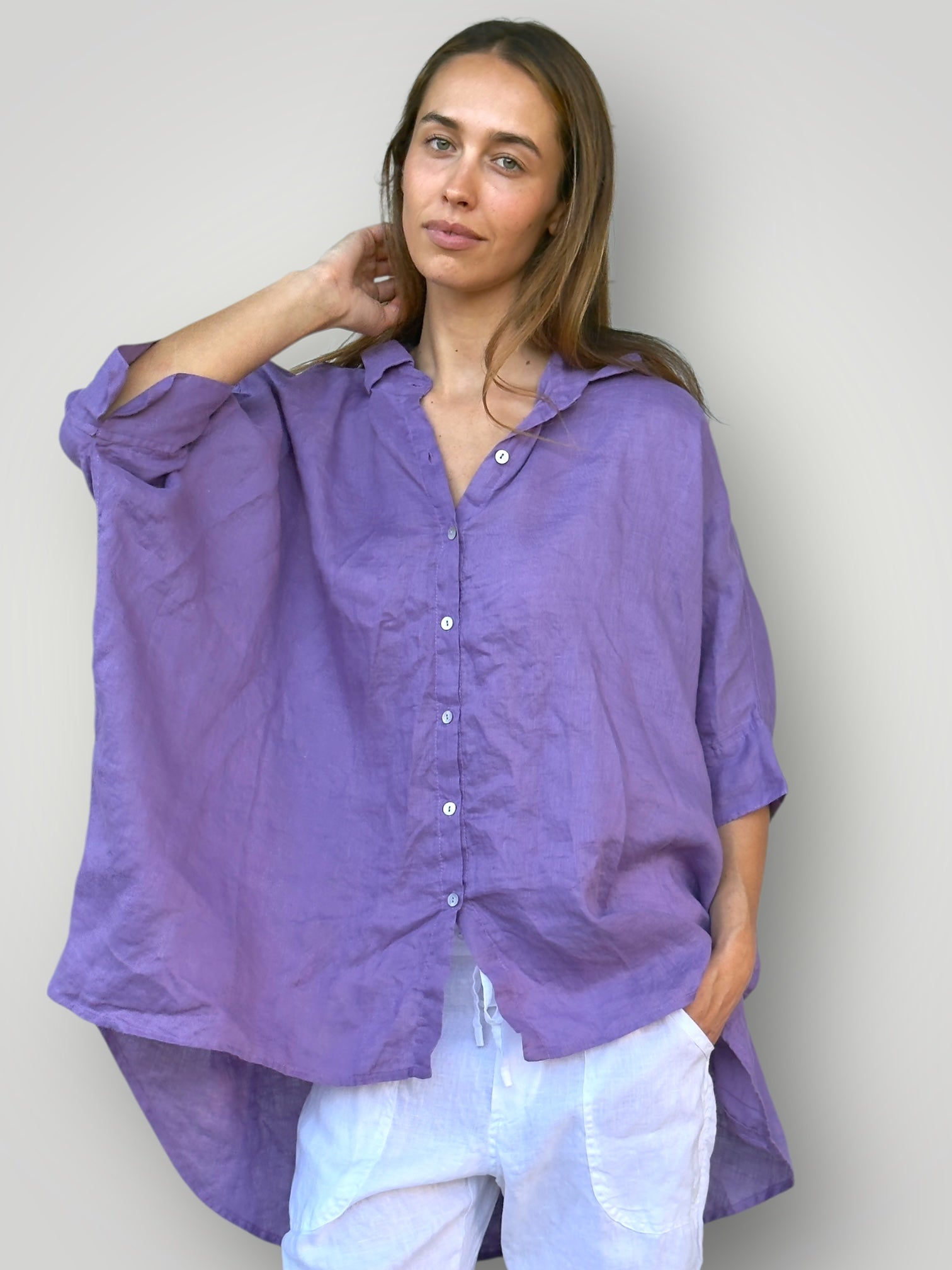issey shirt - orchid linen Apparel