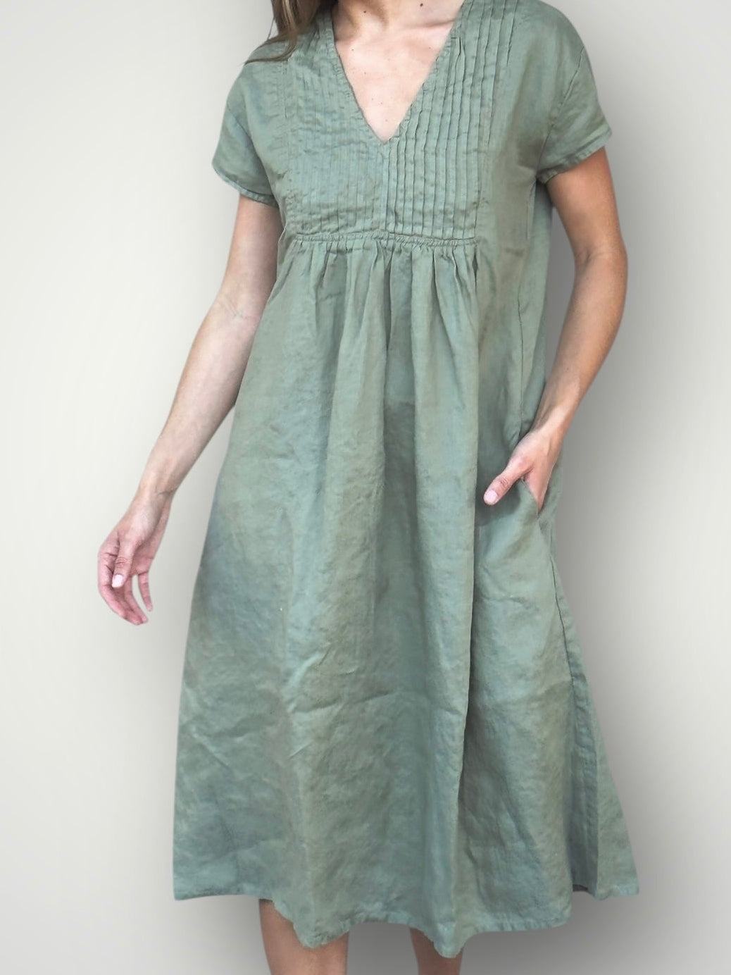 nellie dress-sage linen