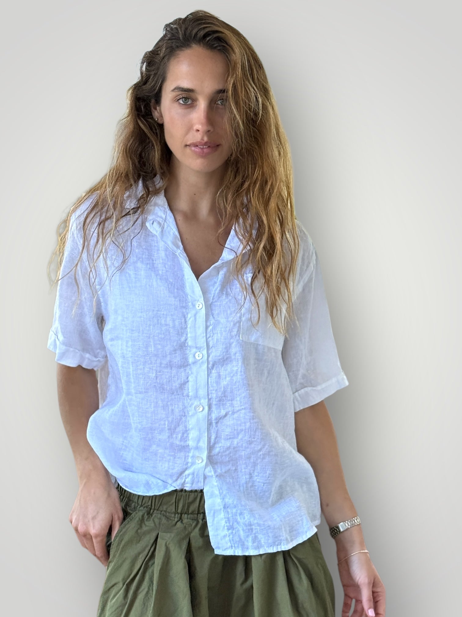 erin shirt-white linen Apparel
