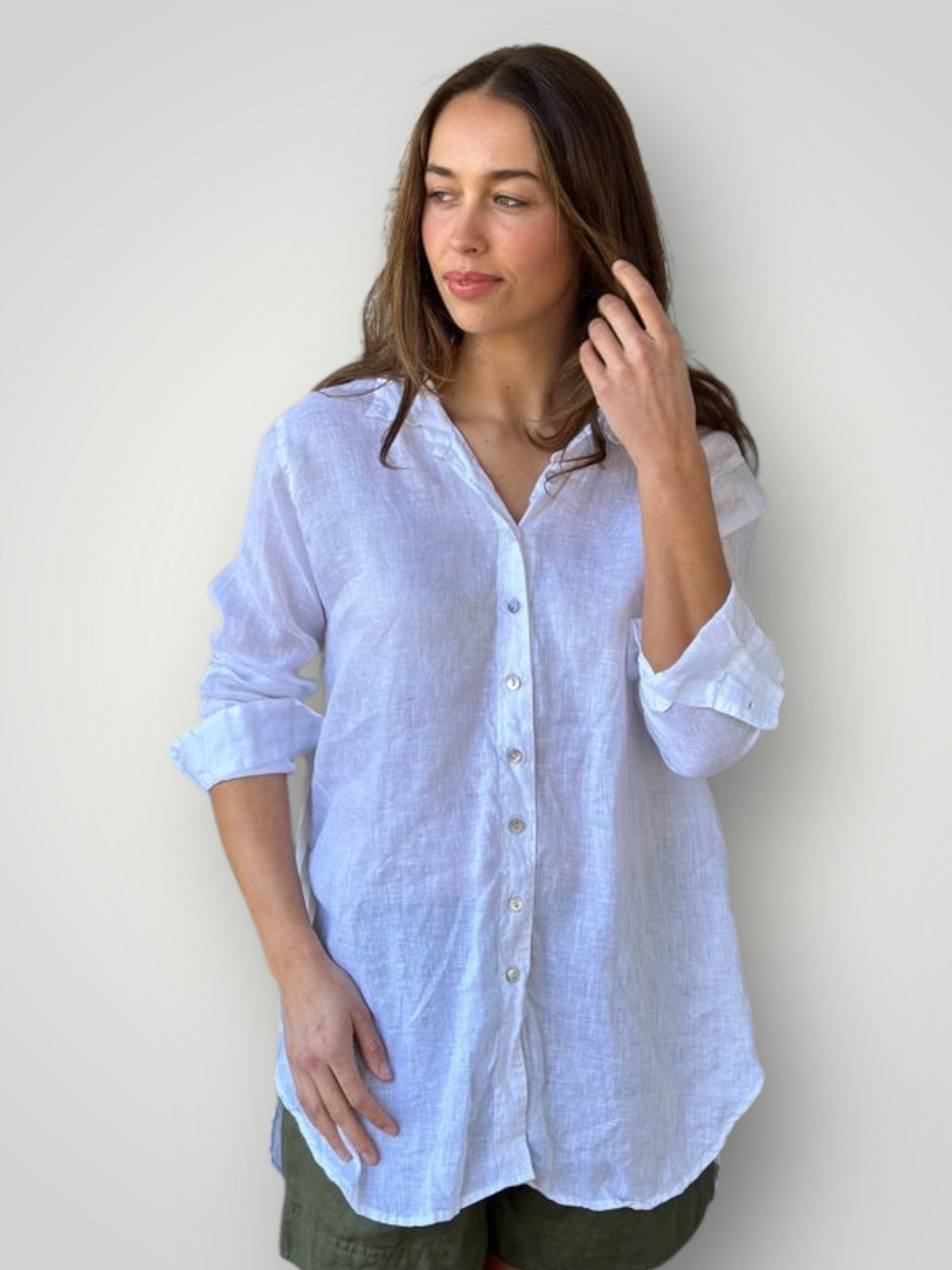 skyla shirt - white linen Apparel
