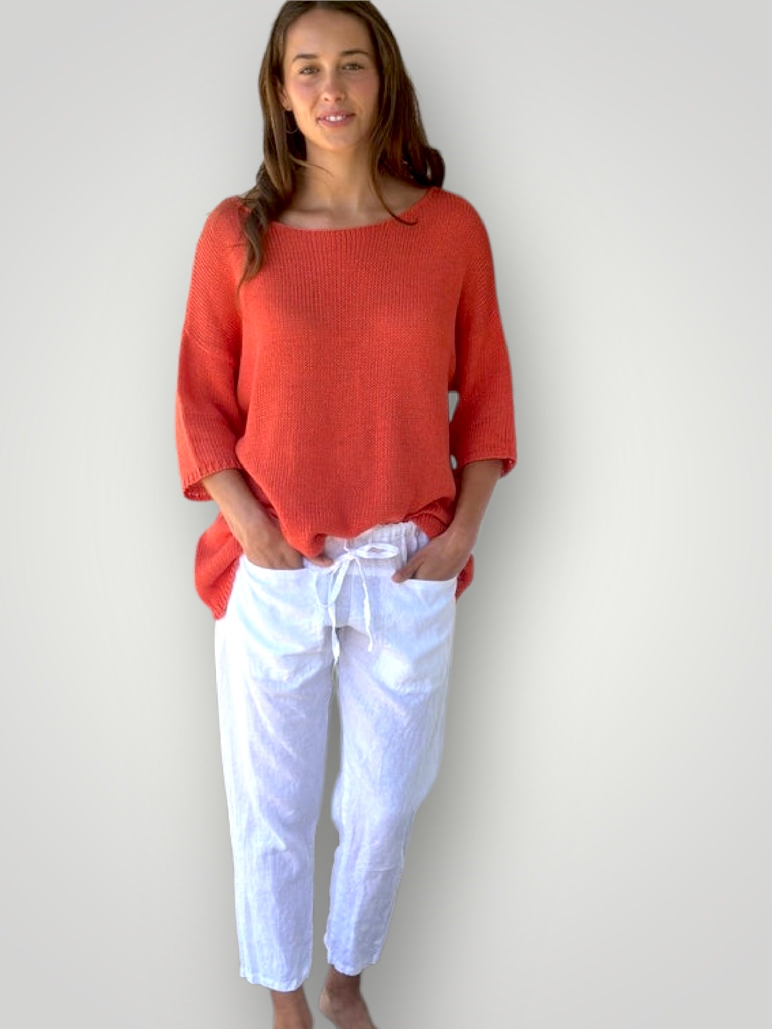alex top - orange cotton knit Apparel