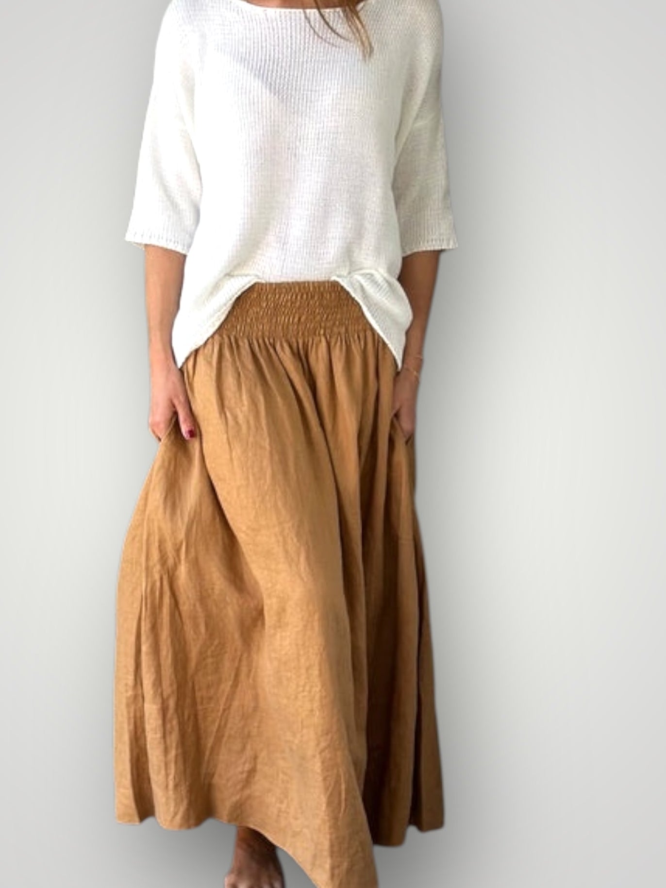 lulu skirt - caramel linen Apparel
