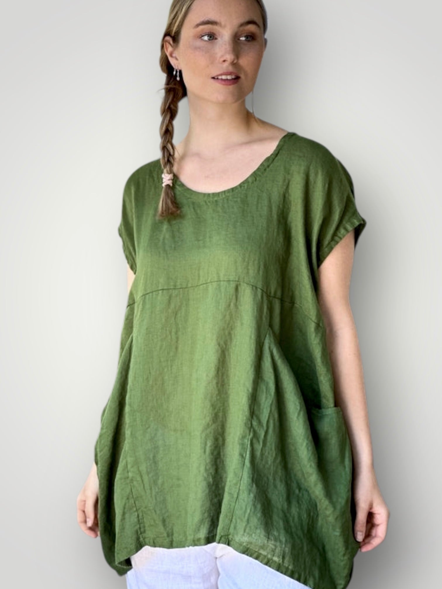 melrose top - moss linen Apparel