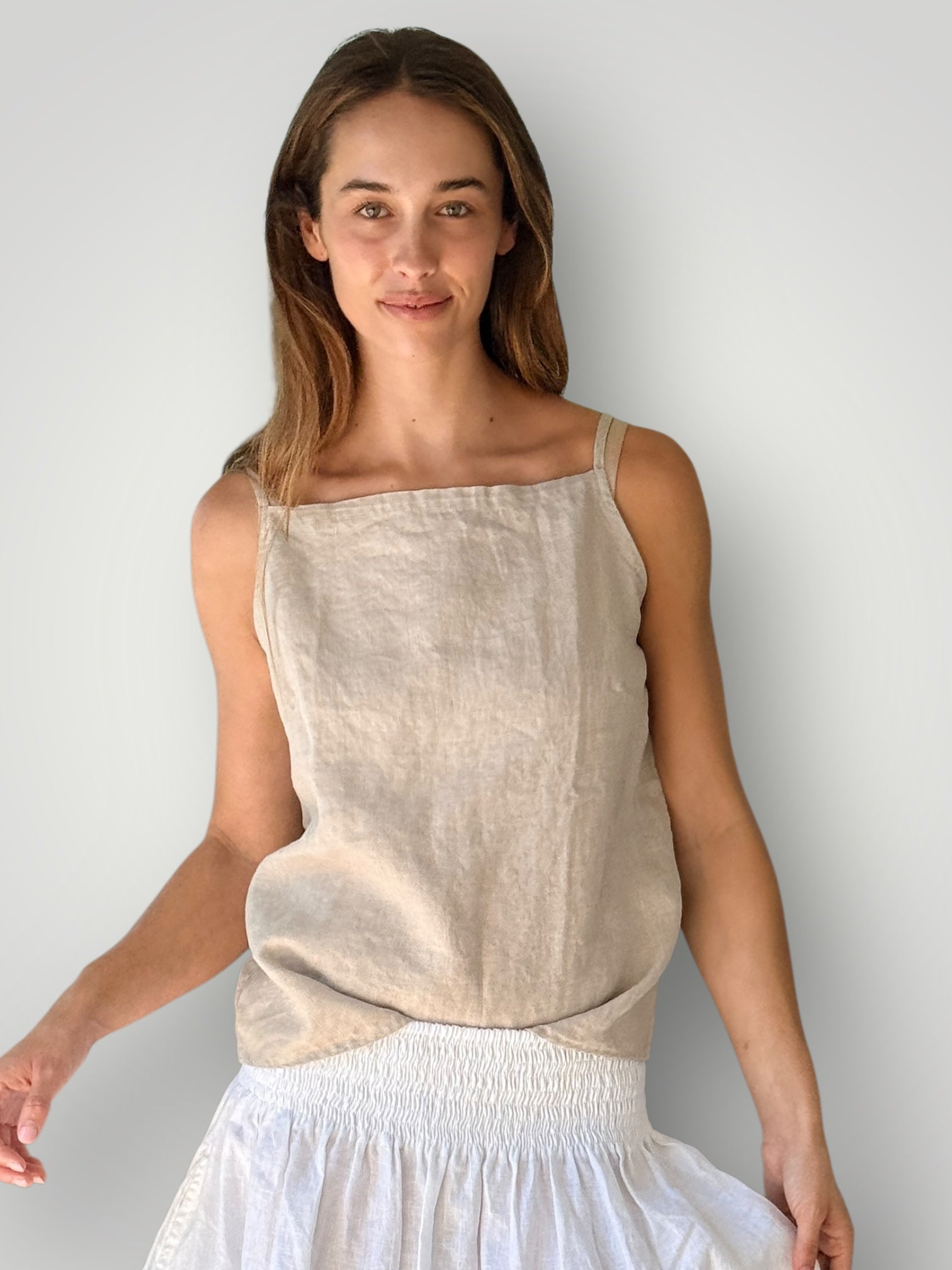 milly tank - natural linen Apparel
