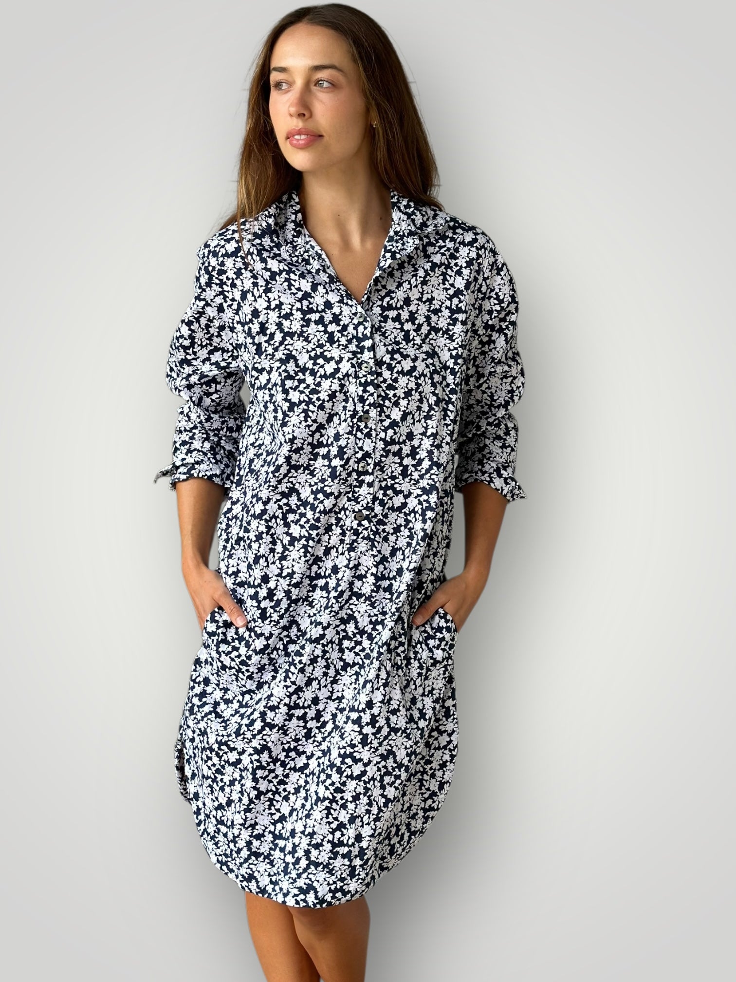 Iris dress-moss cotton floral