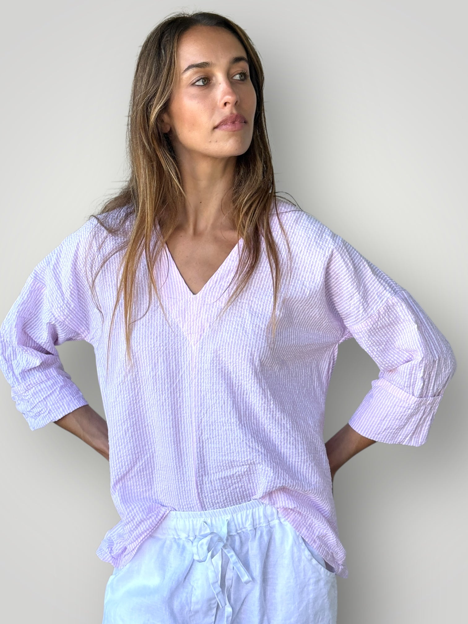 paige top - pink stripe cotton Apparel