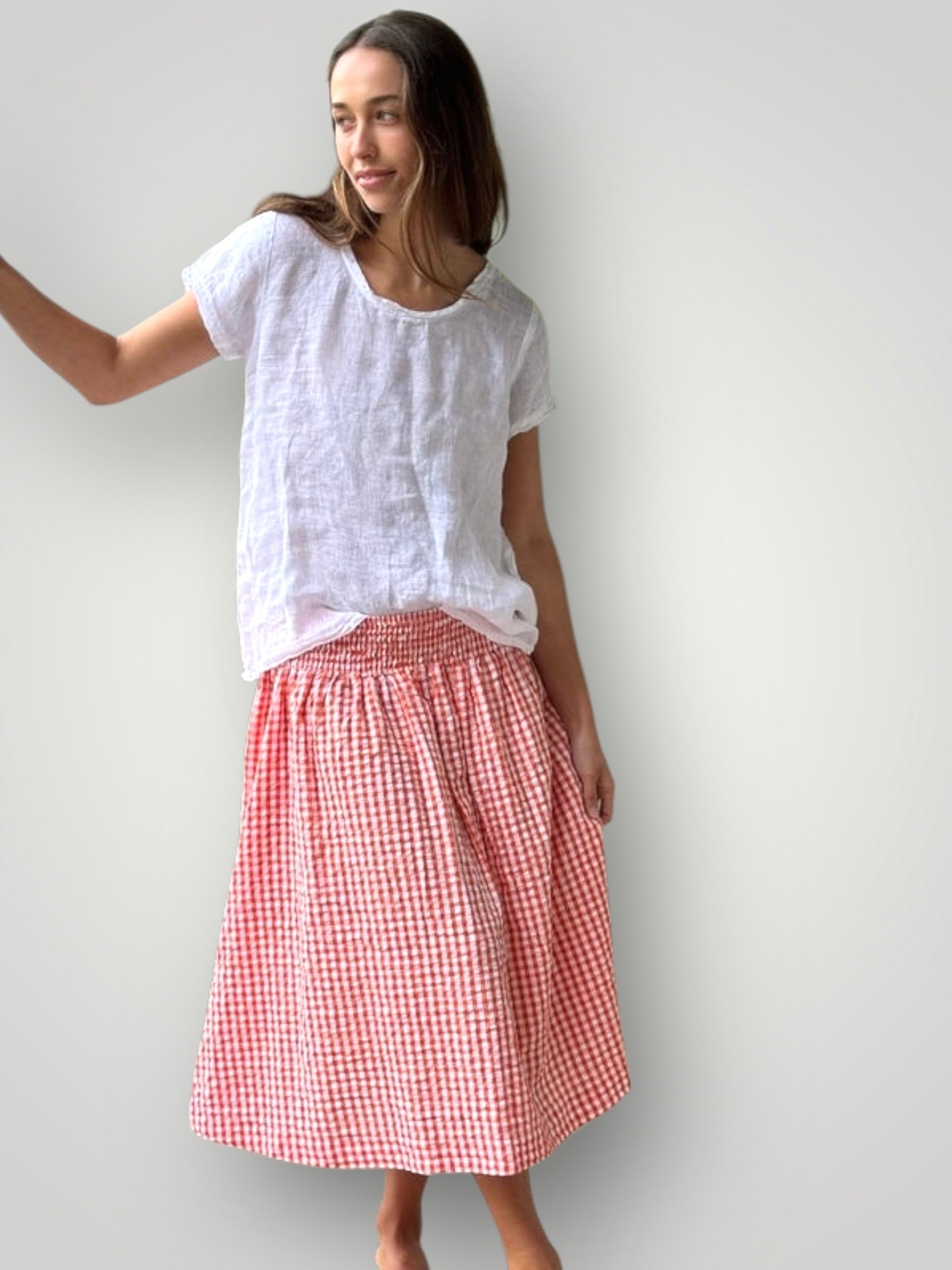 lola skirt - orange gingham cotton Apparel