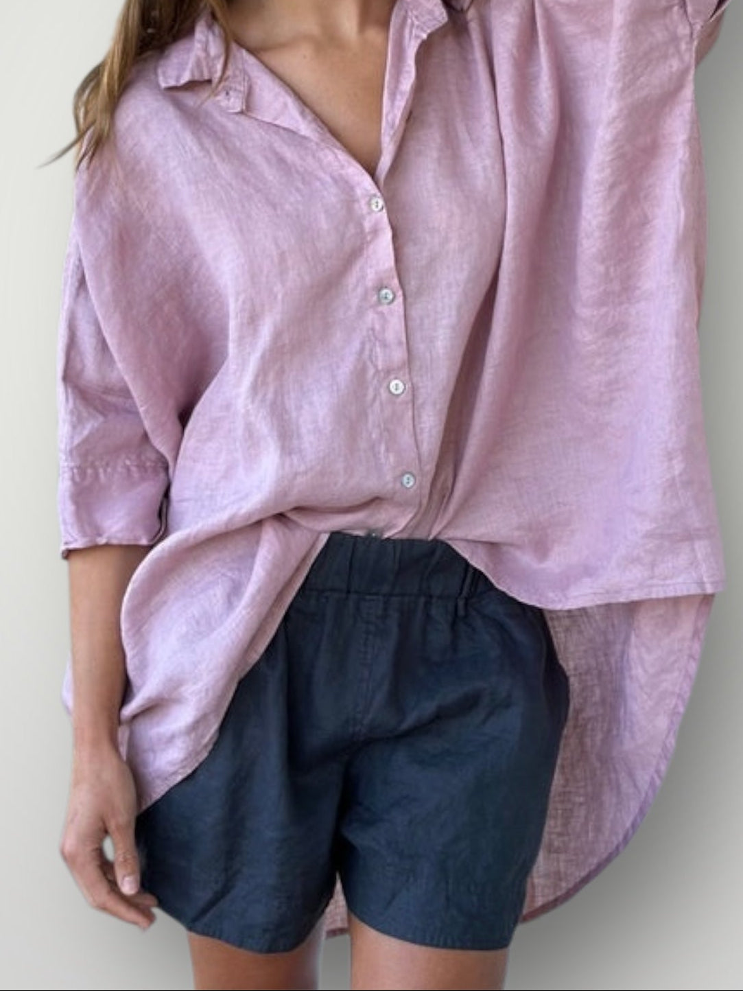 abbey short - charcoal linen Apparel