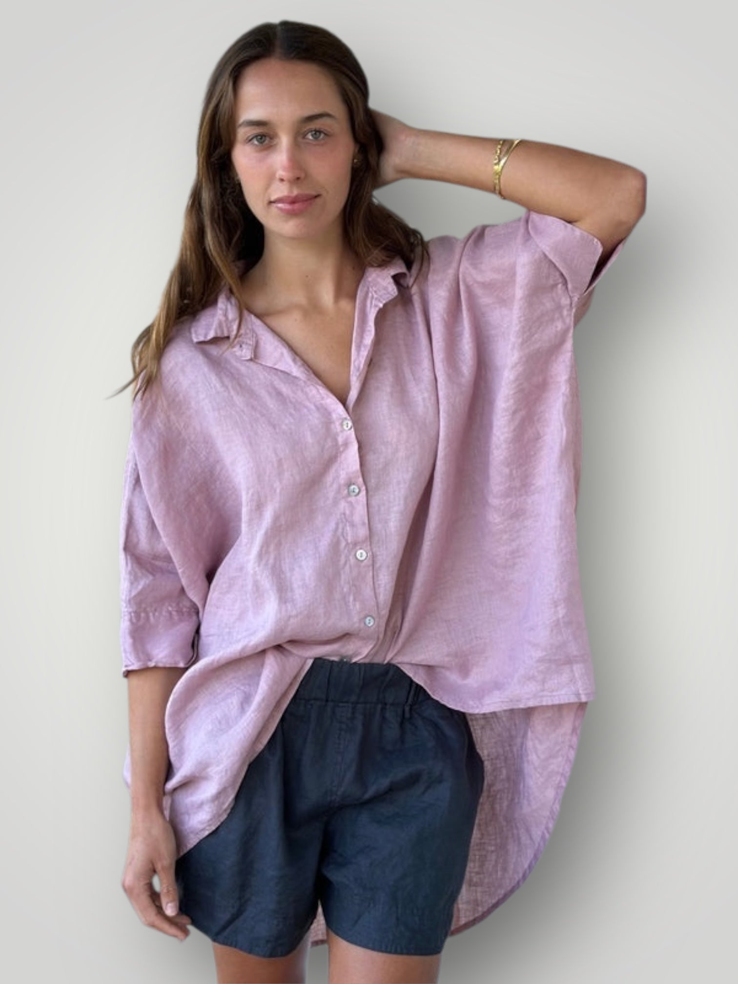 abbey short - charcoal linen Apparel