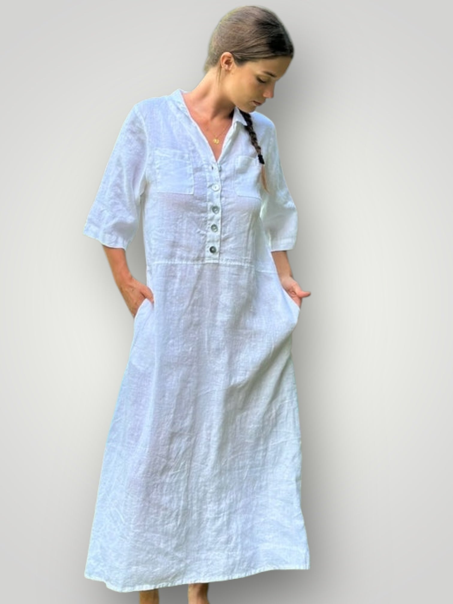 bridget dress - white linen Apparel