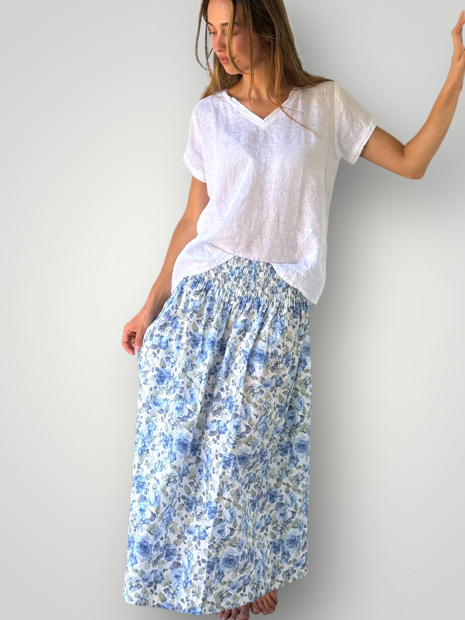 lulu skirt - blue flowers cotton Apparel