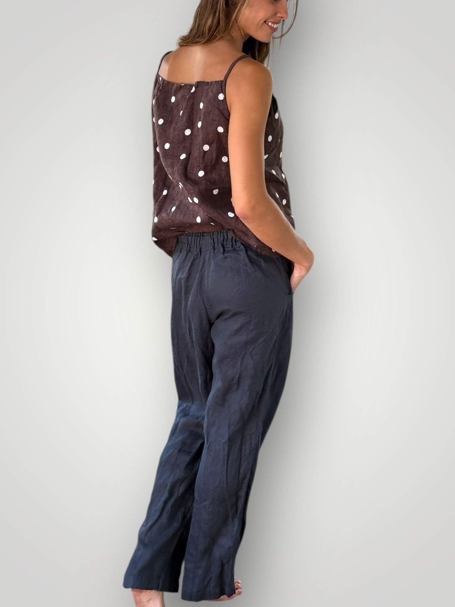 fleur straight leg pants - charcoal linen Apparel