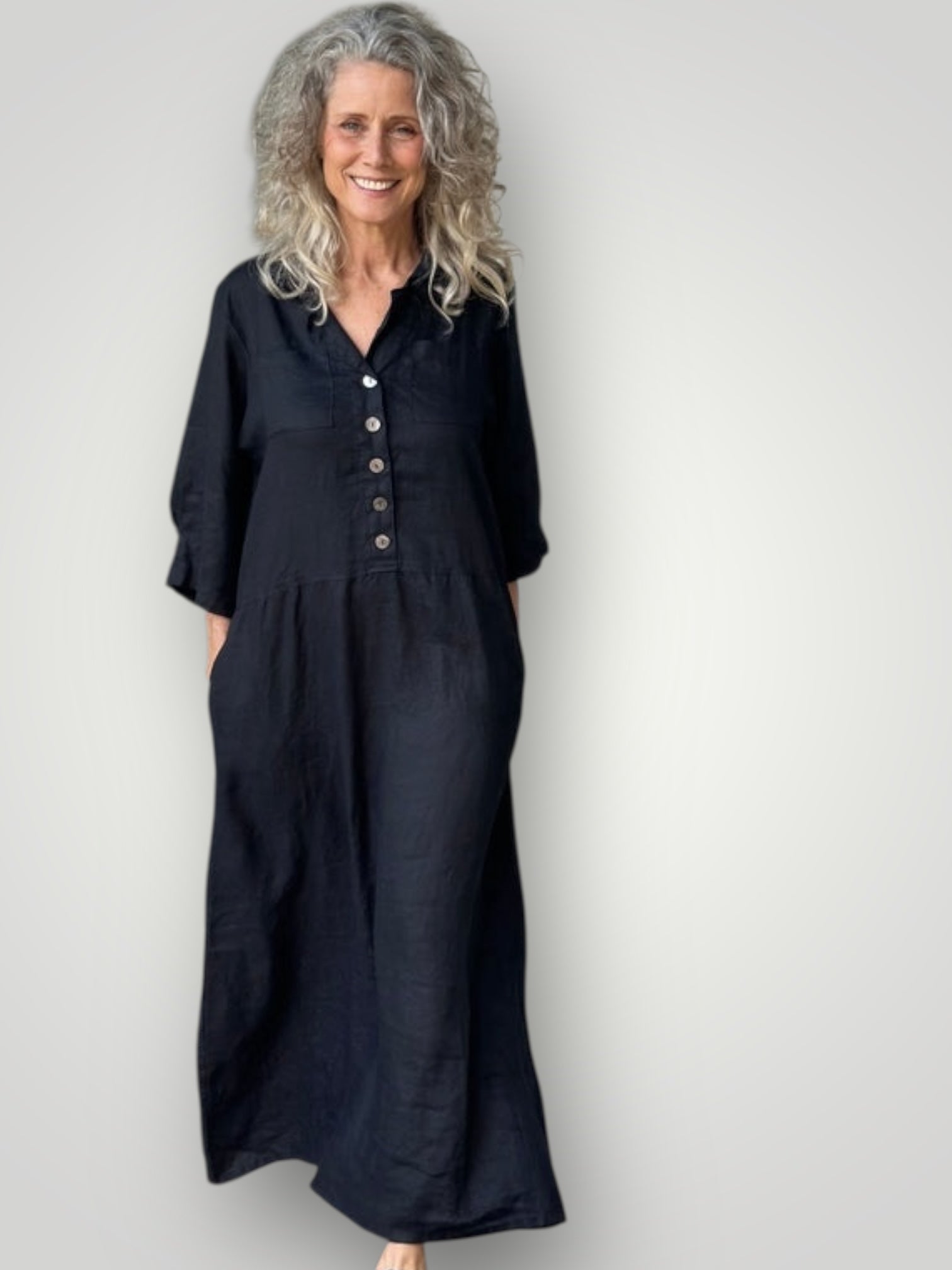 bridget dress - black linen Apparel