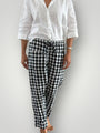 darcy pants - black /white gingham check linen Apparel
