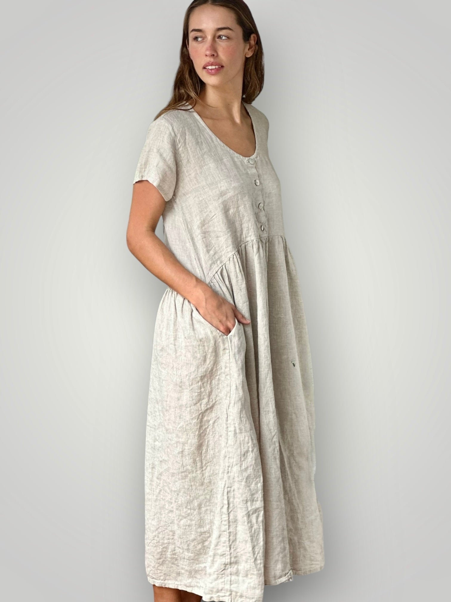 audrey dress - natural linen Apparel