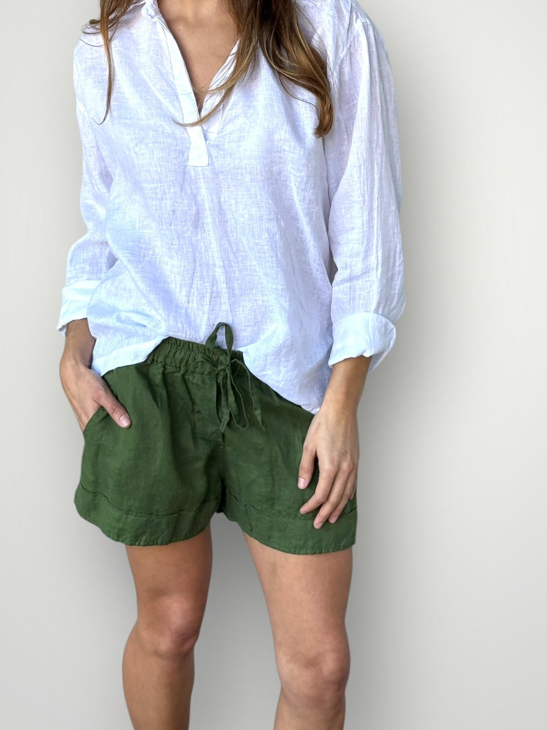 piper short - moss linen
