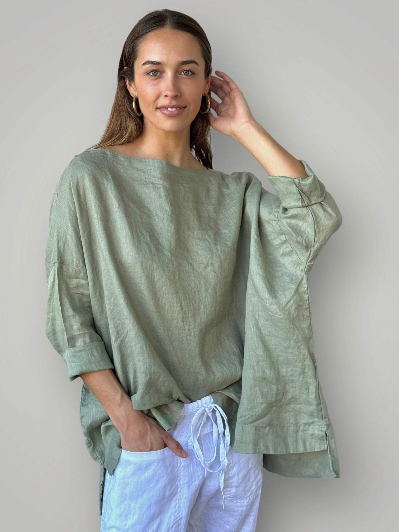 avril top- sage linen Apparel