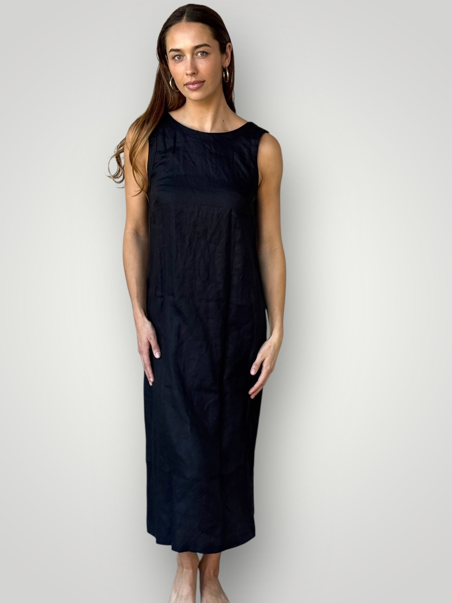 alisa dress - black linen dress