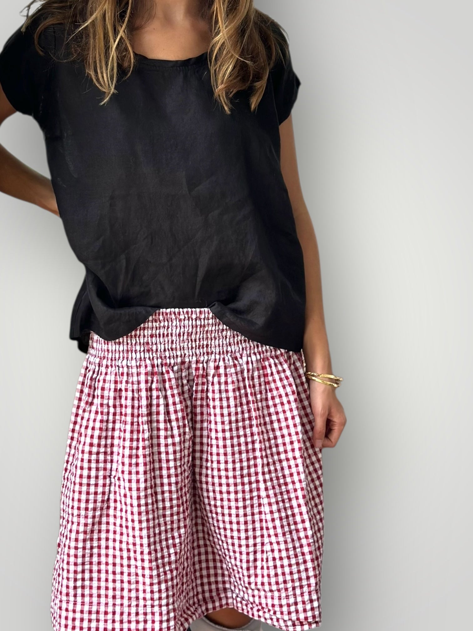 zoe skirt - red gingham cotton Apparel