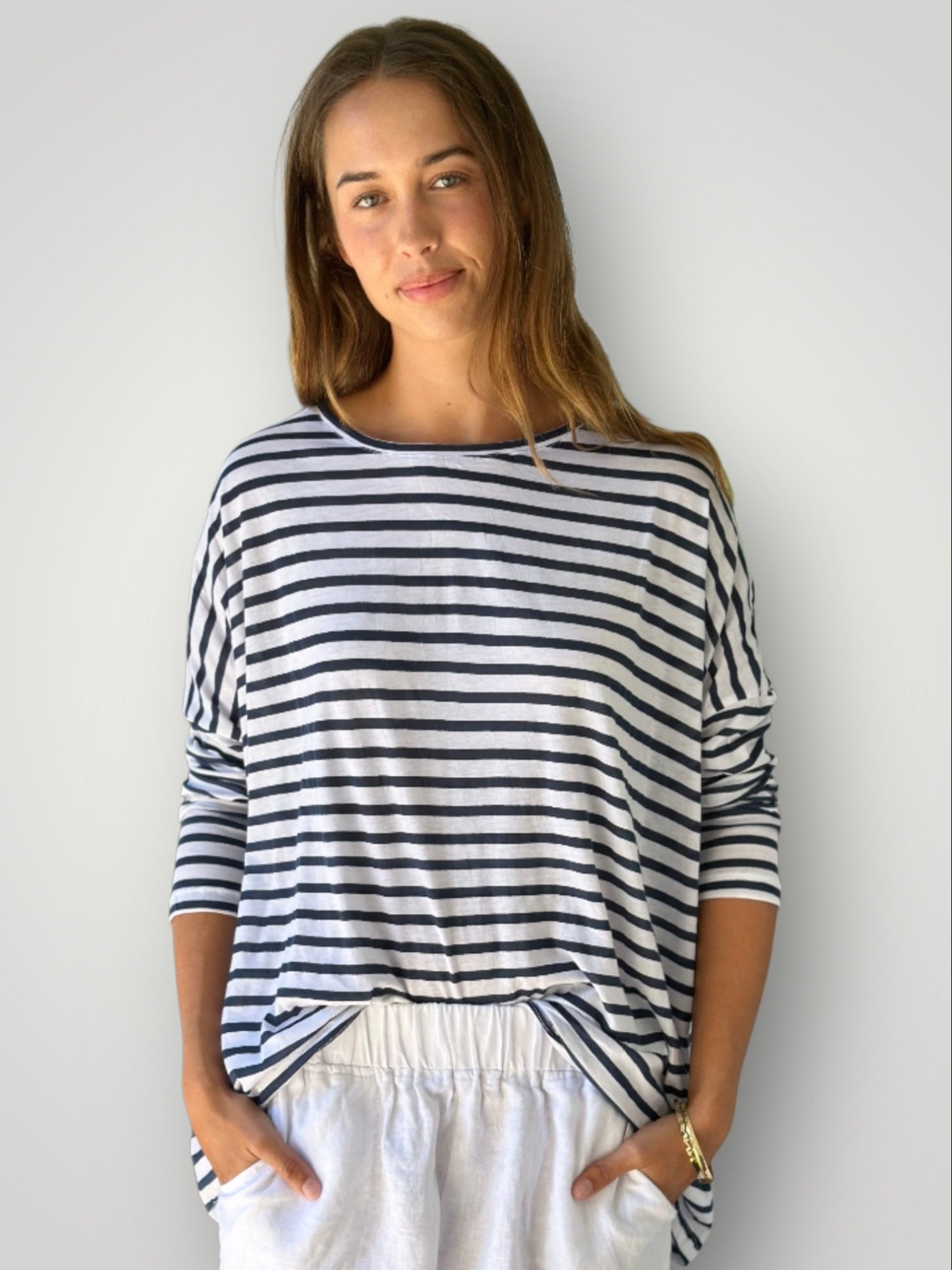 estella top-navy stripe cotton Apparel