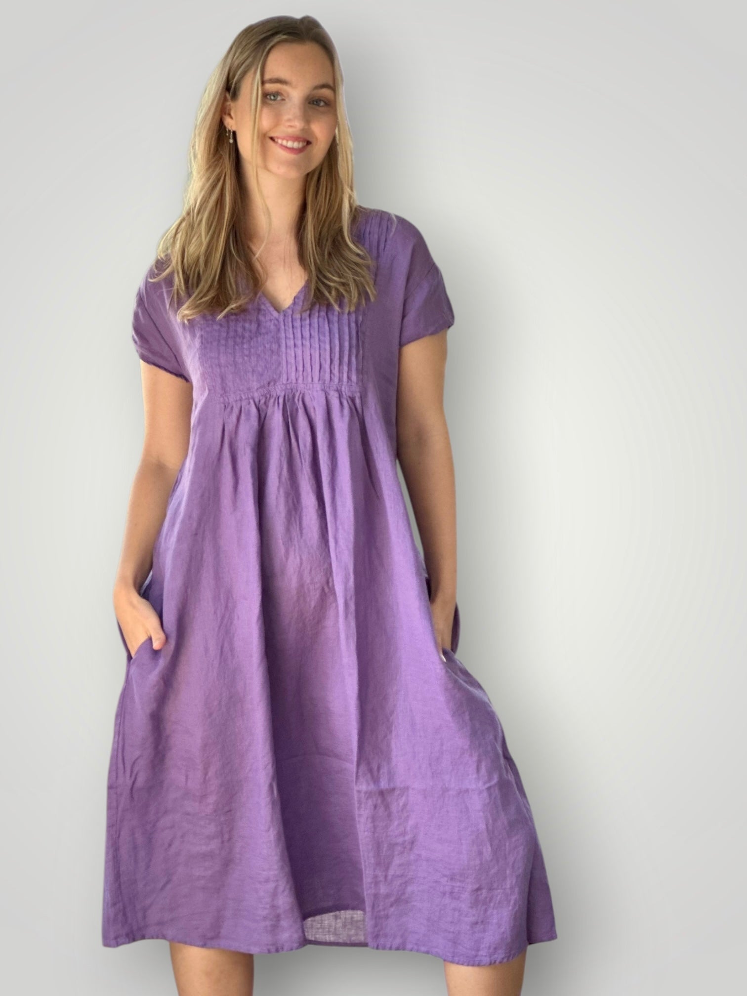 nellie dress-orchid linen
