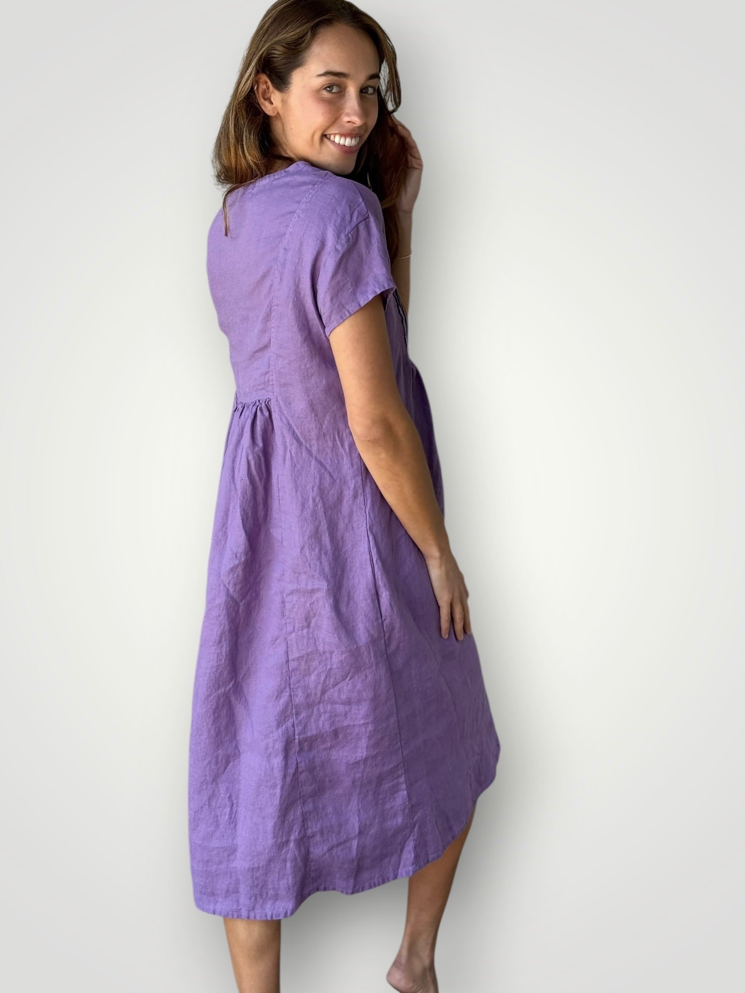 nellie dress-orchid linen