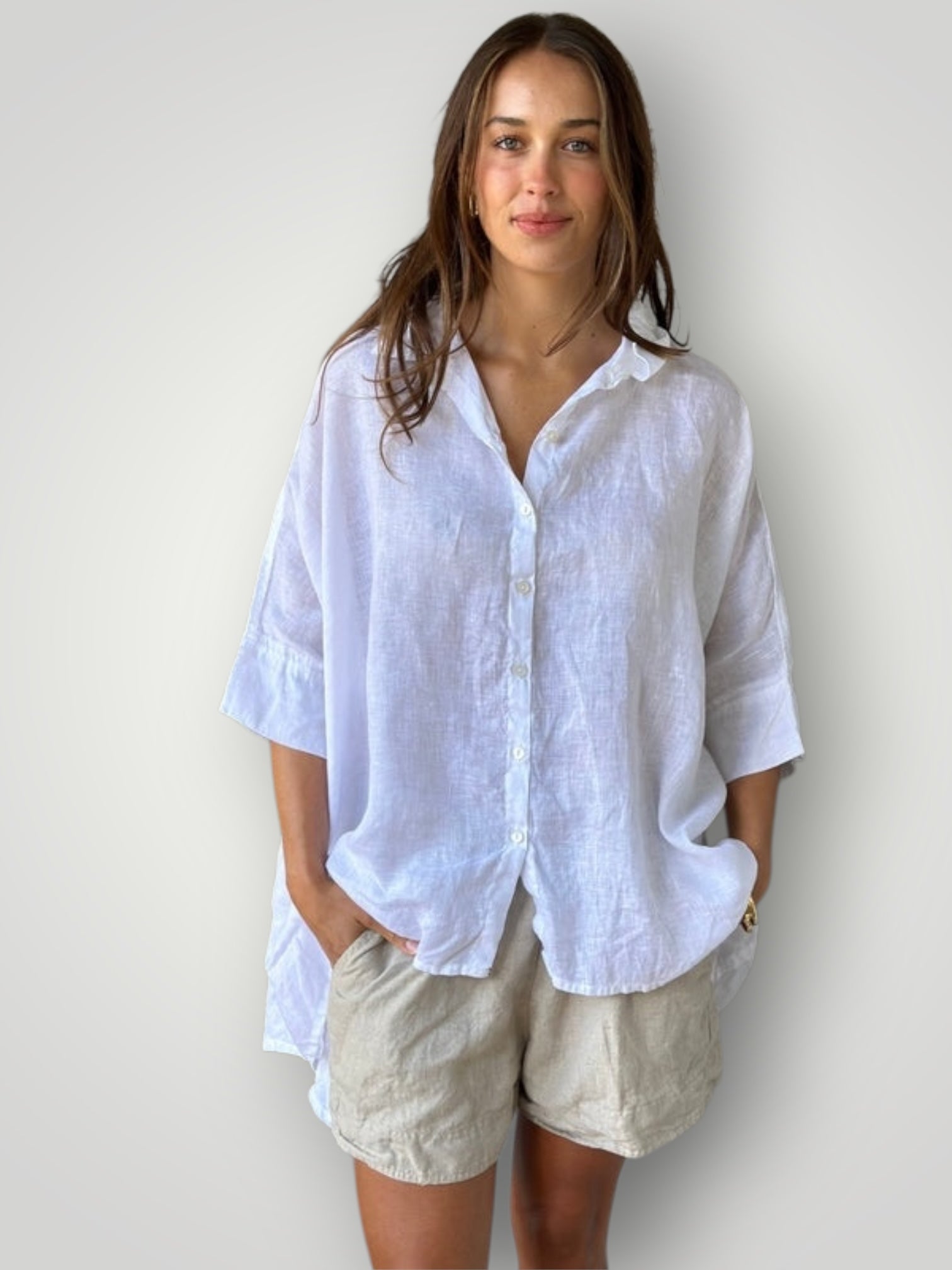 issey shirt - white linen Apparel