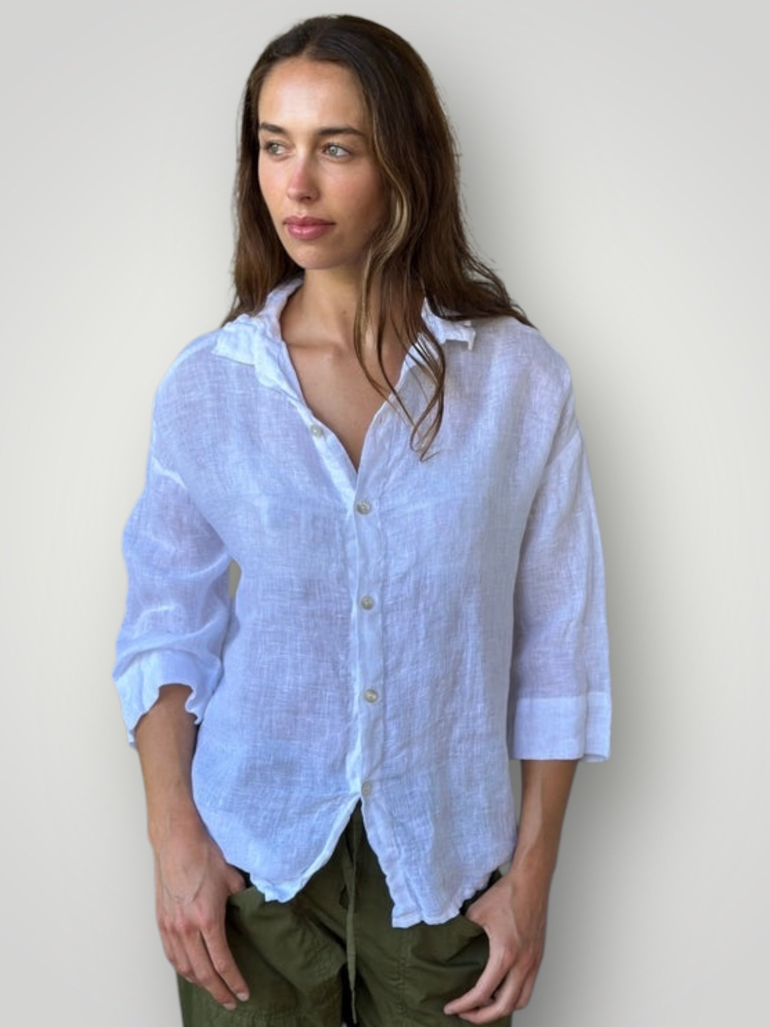 deanna shirt - white linen gauze Apparel