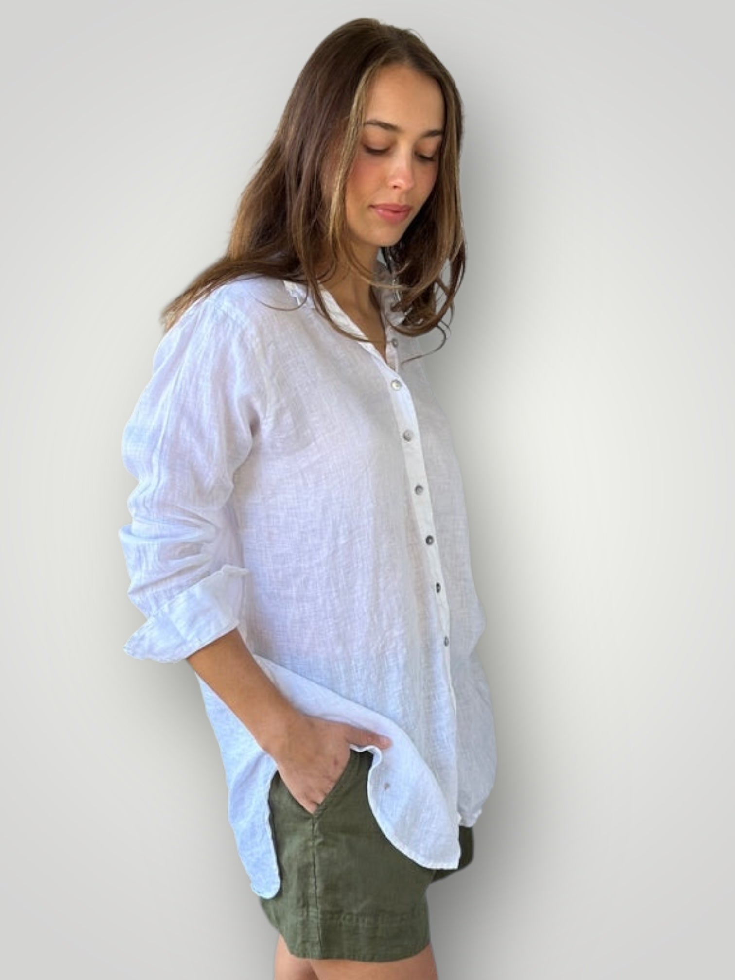 skyla shirt - white linen Apparel