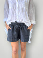 piper short - charcoal linen