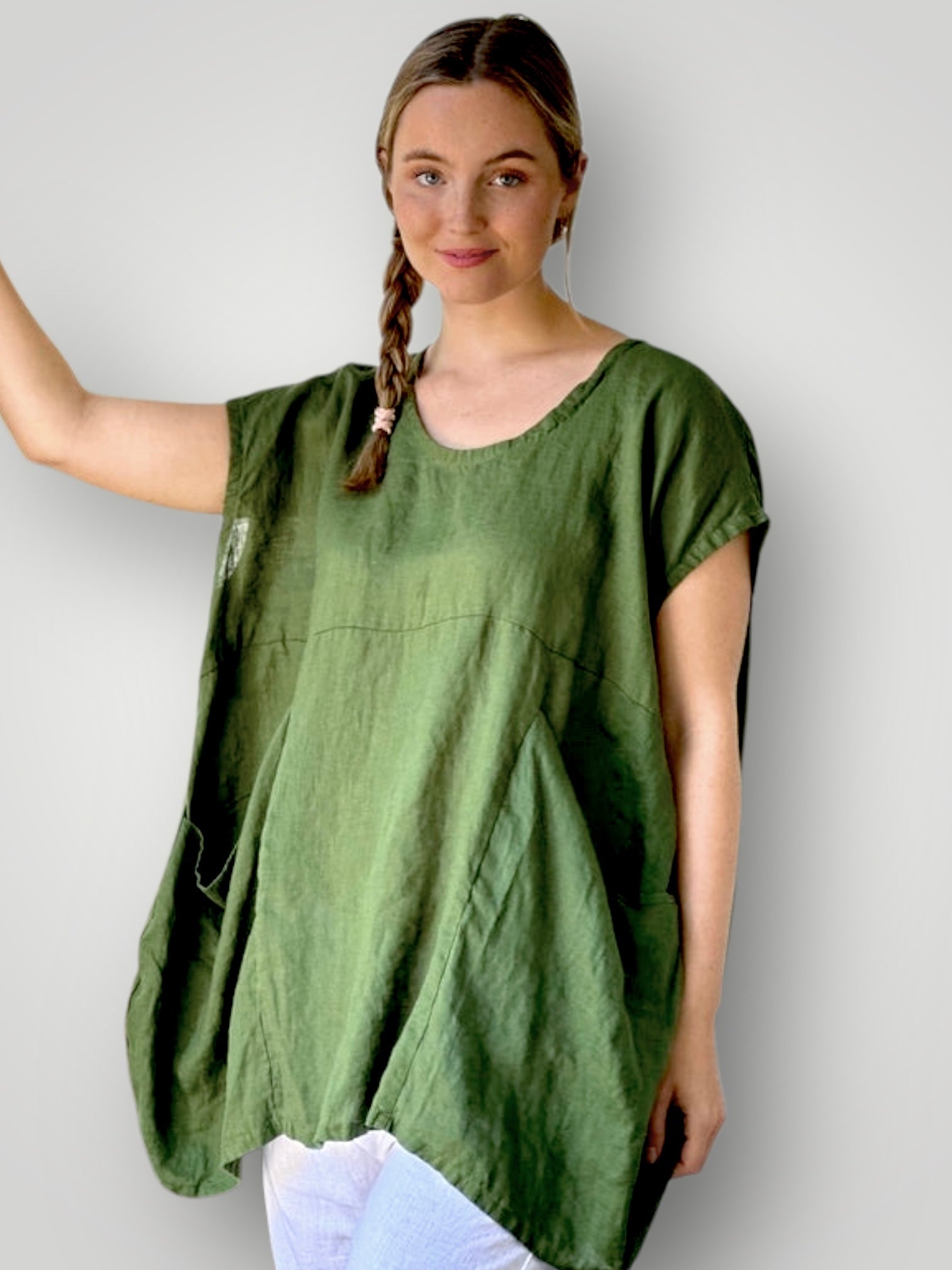 melrose top - moss linen Apparel