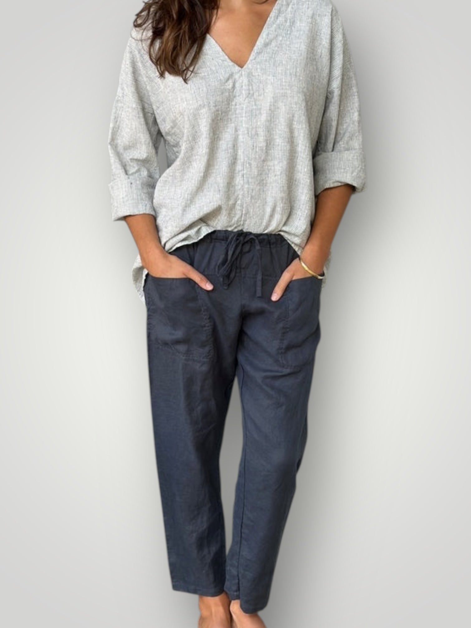 jessie pant-charcoal linen Apparel