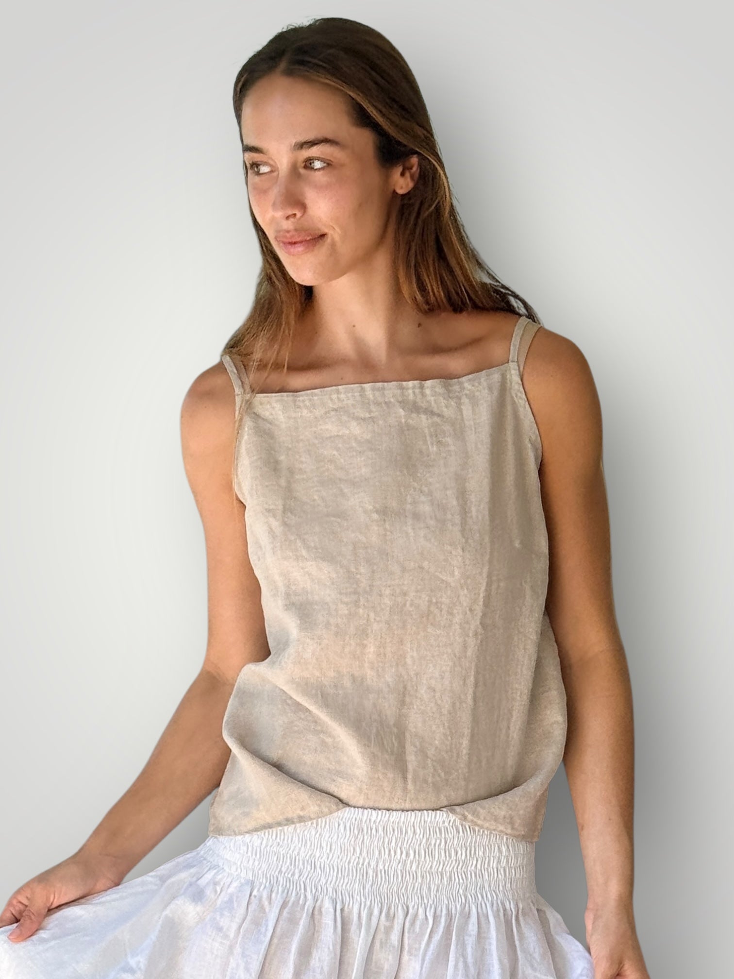 milly tank - natural linen Apparel