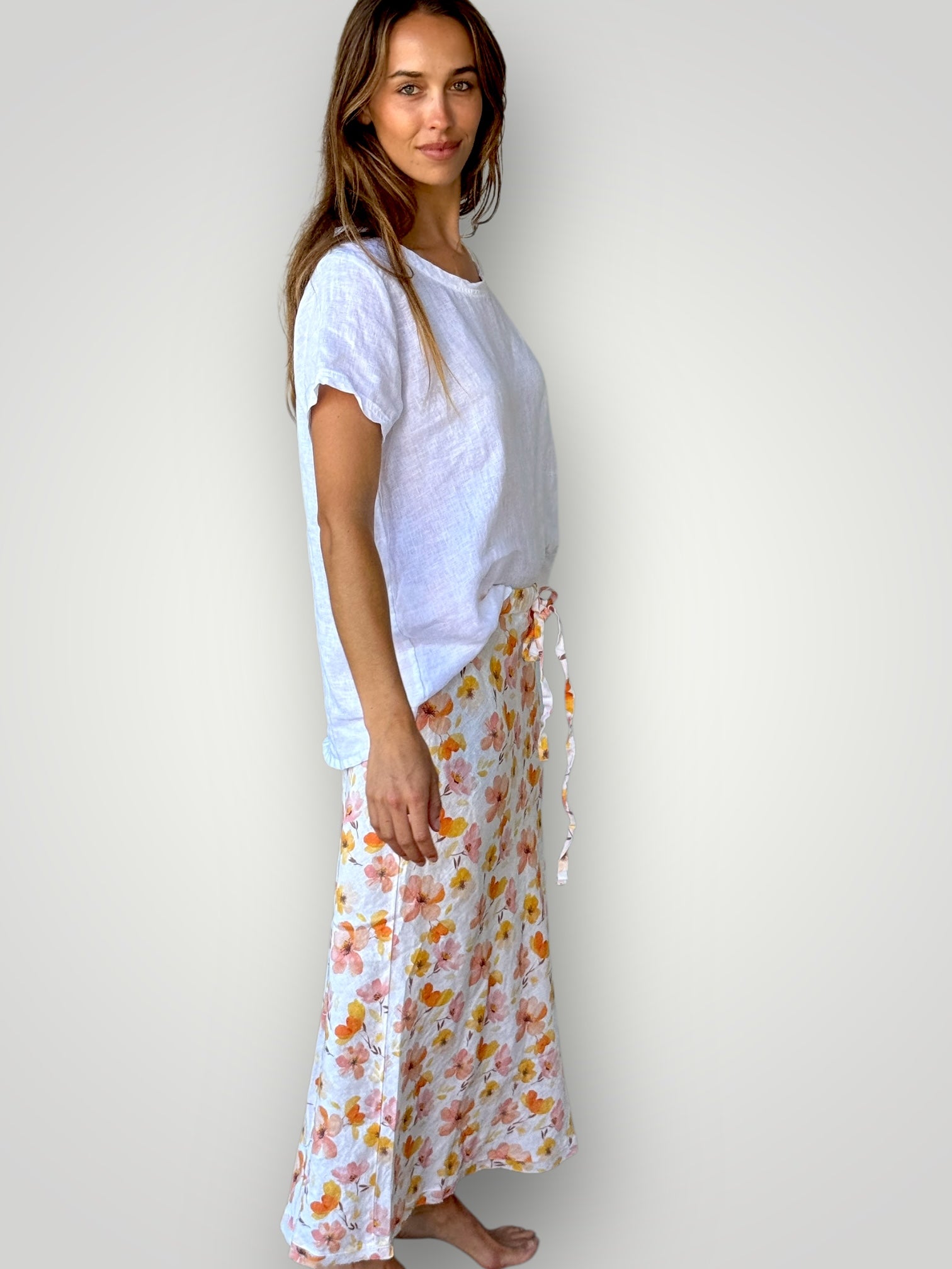 anthea skirt - citrus flower linen Apparel
