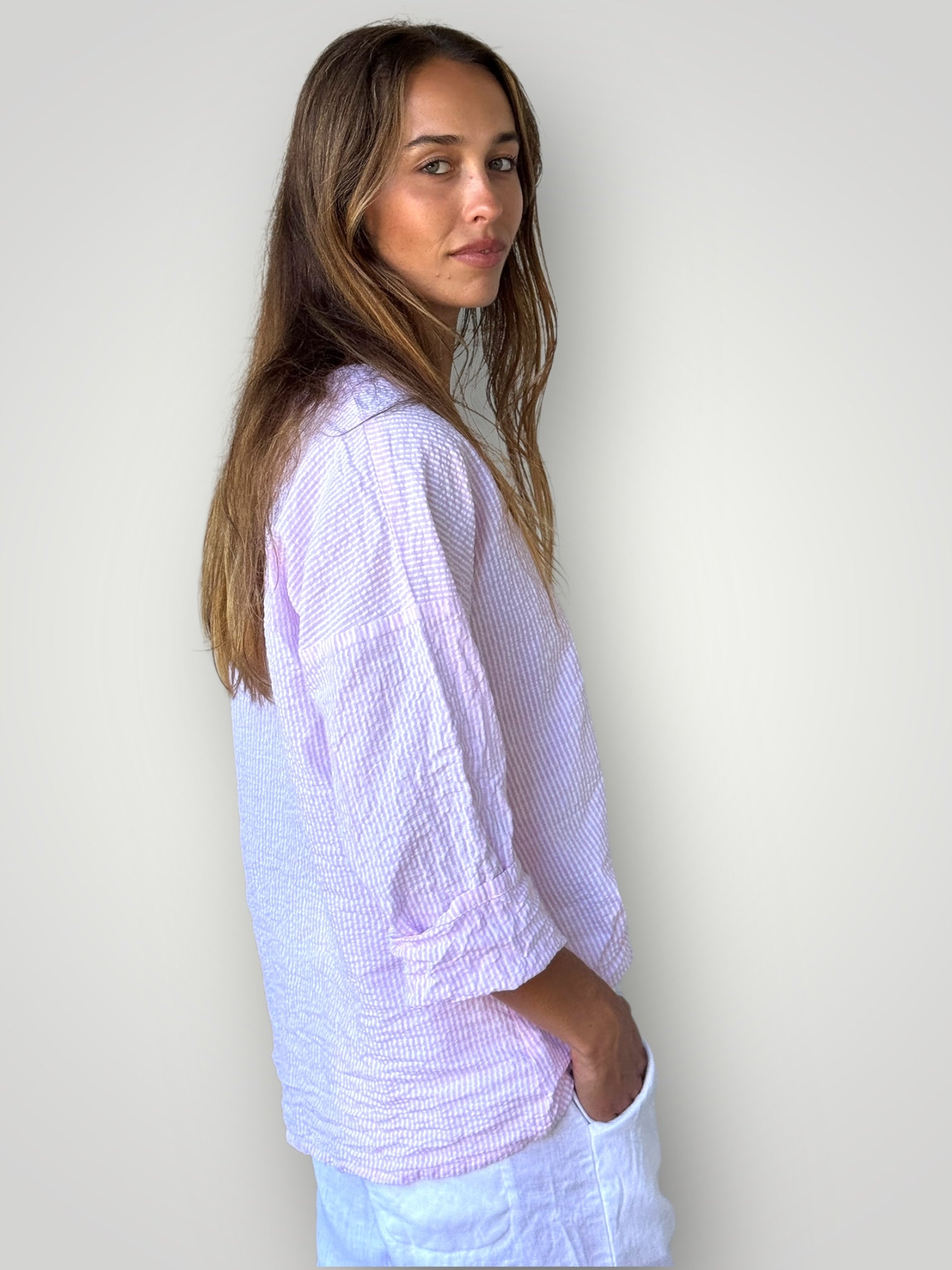 paige top - pink stripe cotton Apparel