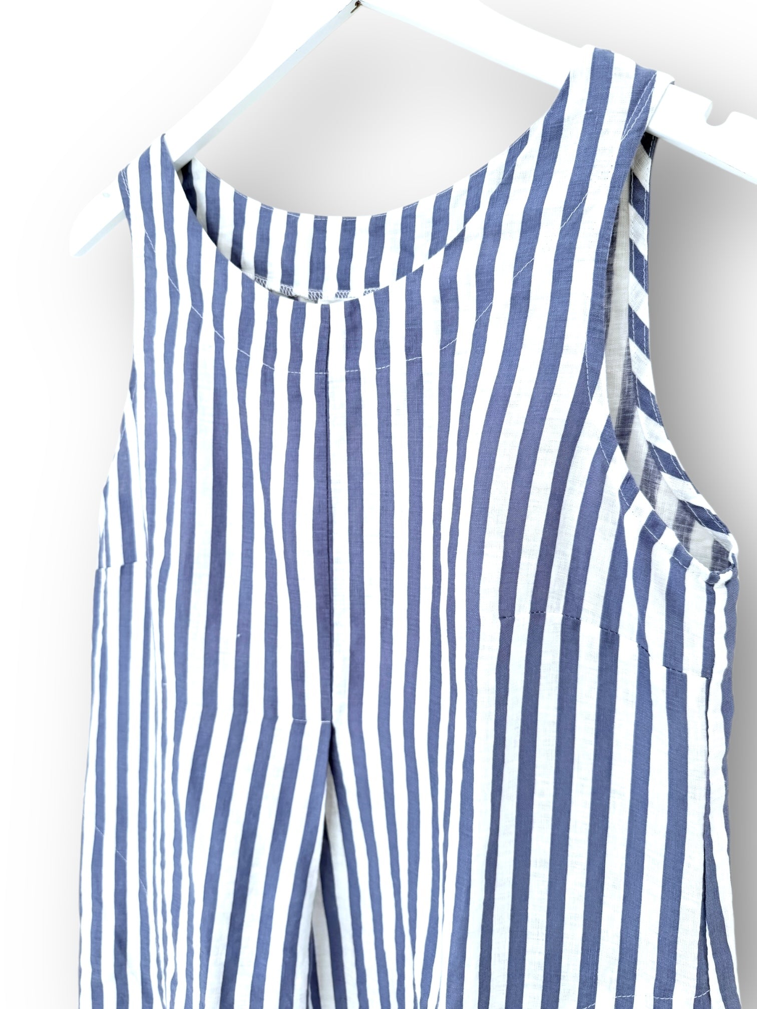 becky dress - cornflower stripe linen Apparel