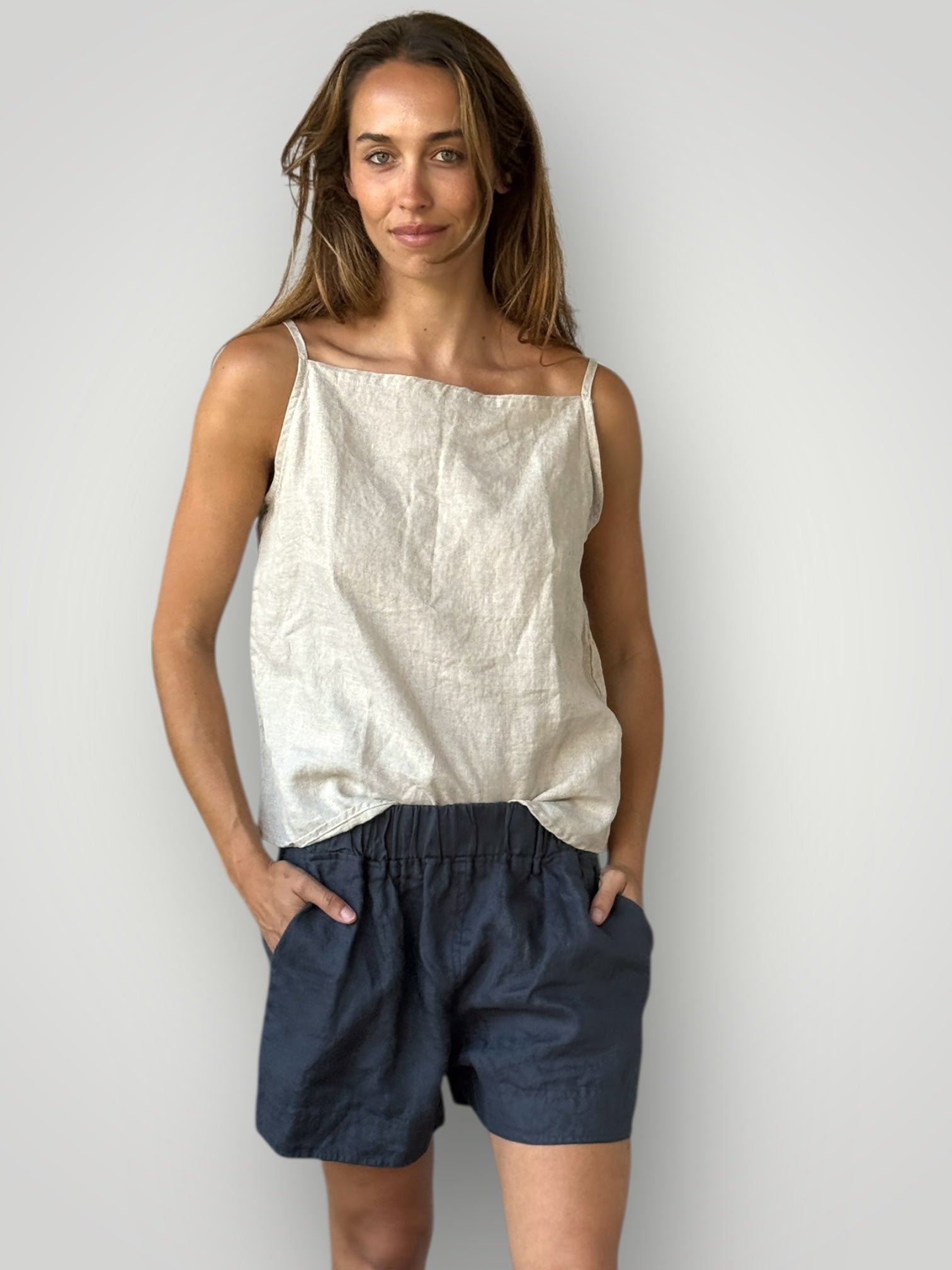 abbey short - charcoal linen Apparel