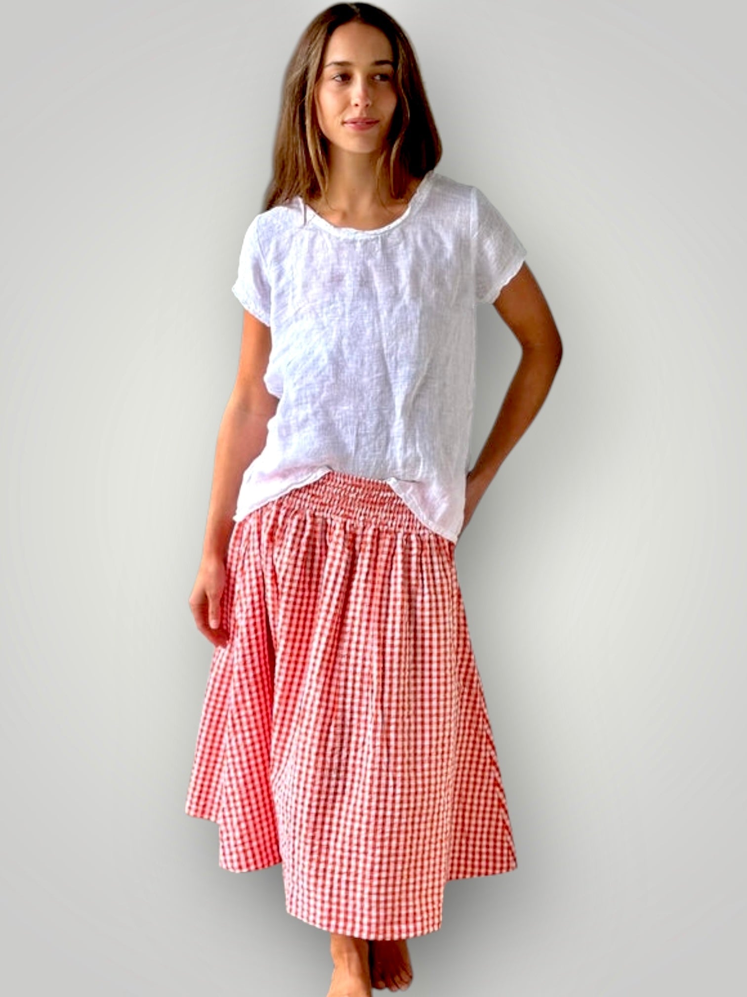 lola skirt - orange gingham cotton Apparel