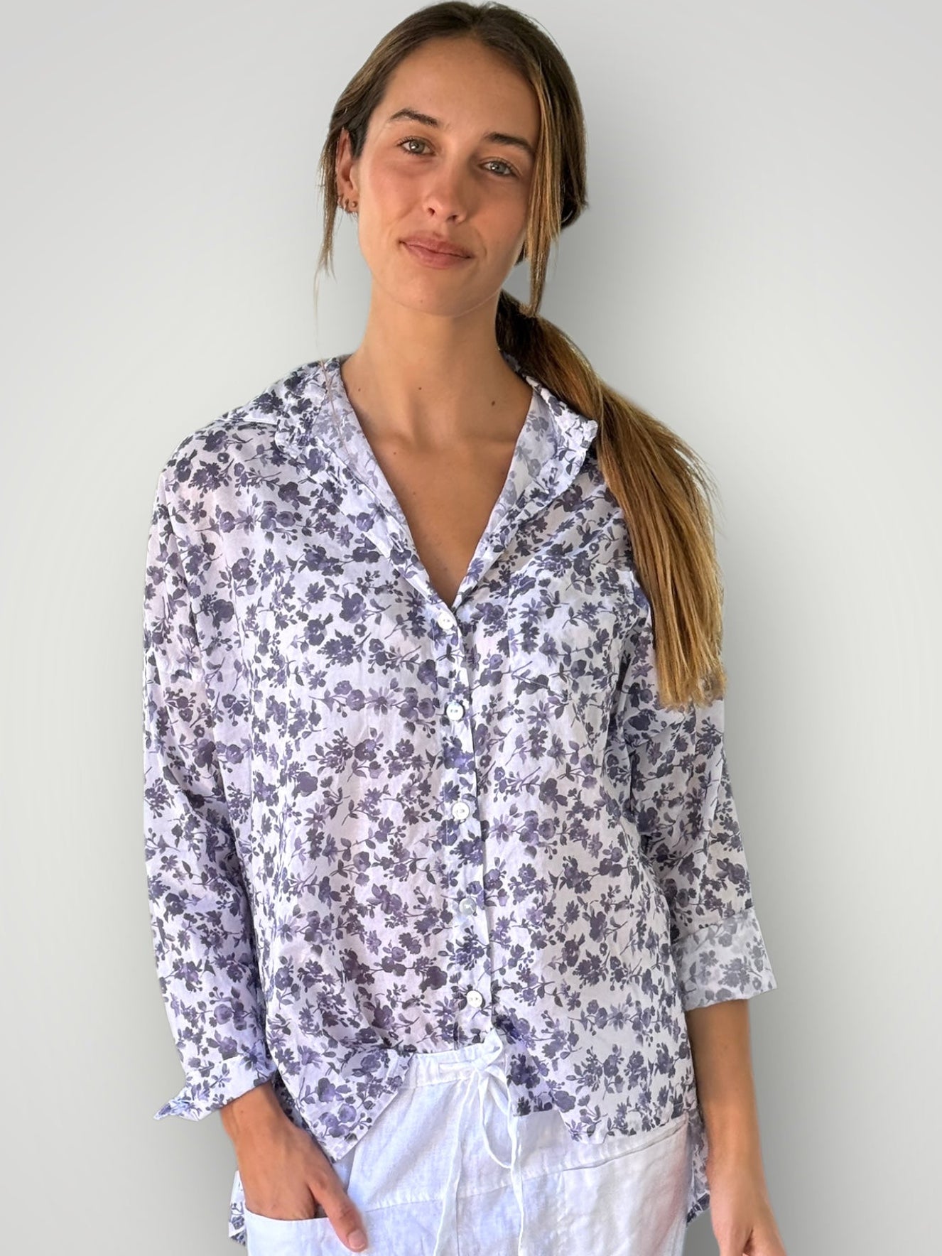 rosie shirt - orchid water flower cotton Apparel