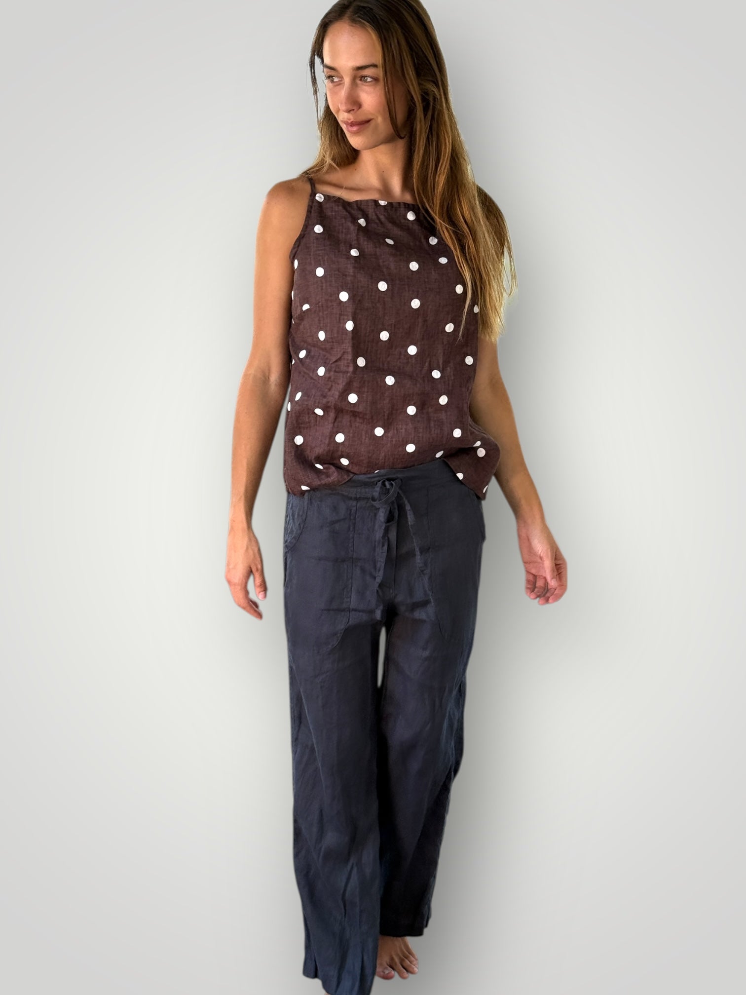 fleur straight leg pants - charcoal linen Apparel